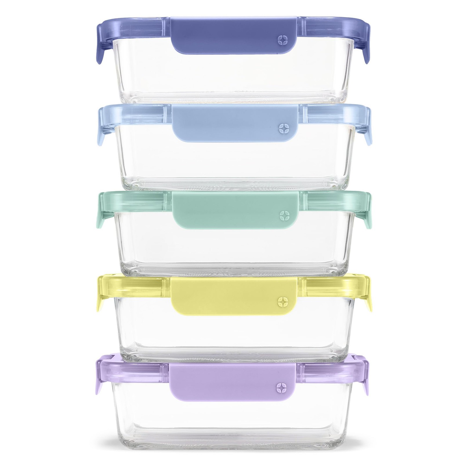 Color Lock 3.4 Cup 10PC, 5 Pack Glass Meal Prep Sets Leak-Proof Glass Food St…