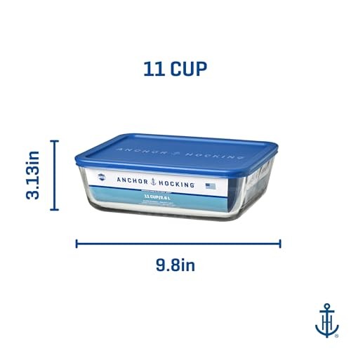 Anchor Hocking 11-Cup Glass 11 cups, 9.88 inches x 3.13 inches, Blueberry