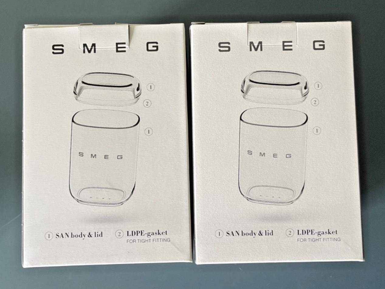 2x SMEG Food Storage Containers Transparent 1 Litre Limited Collection Brand NEW