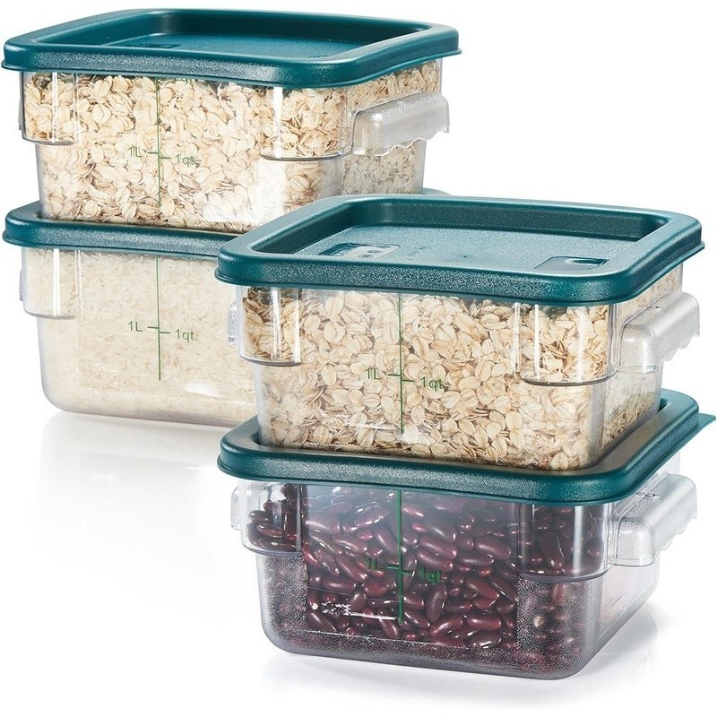 Durable Stackable Food Storage Containers Clear Polycarbonate Reusable Lids New