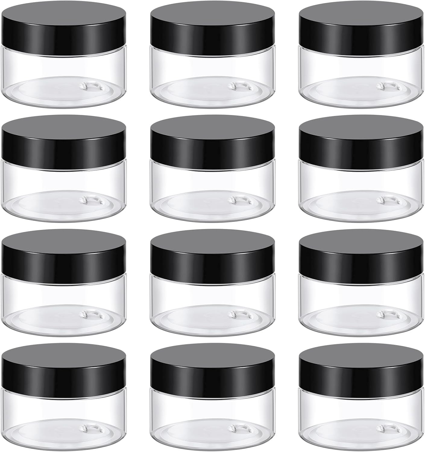 36 Pack 1 Oz Plastic Container Jars with Lids BPA Free, Empty round Clear Cosmet