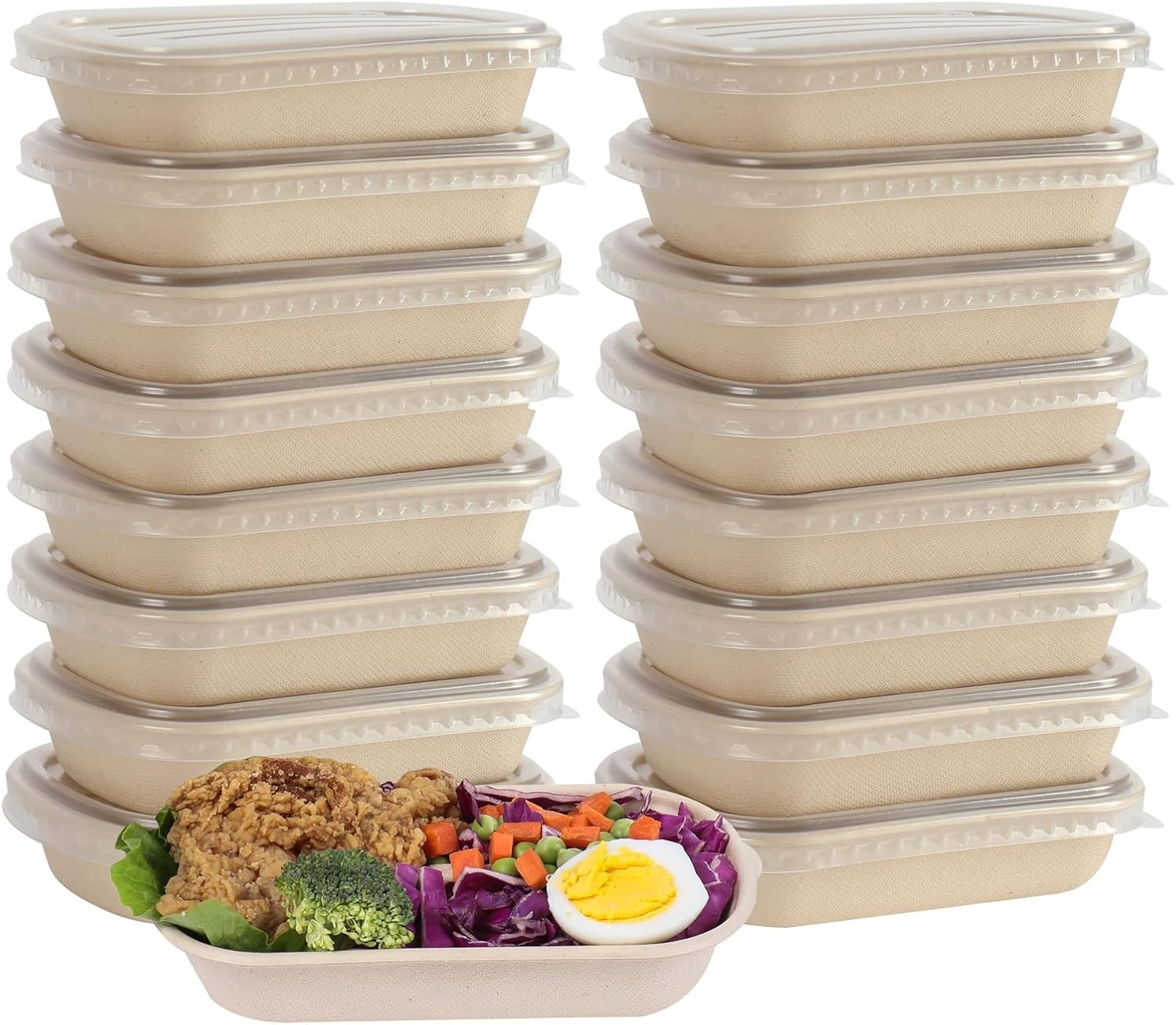 17 oz Disposable salad bowls W/ lids Sugarcane Fiber Paper Bowls take away