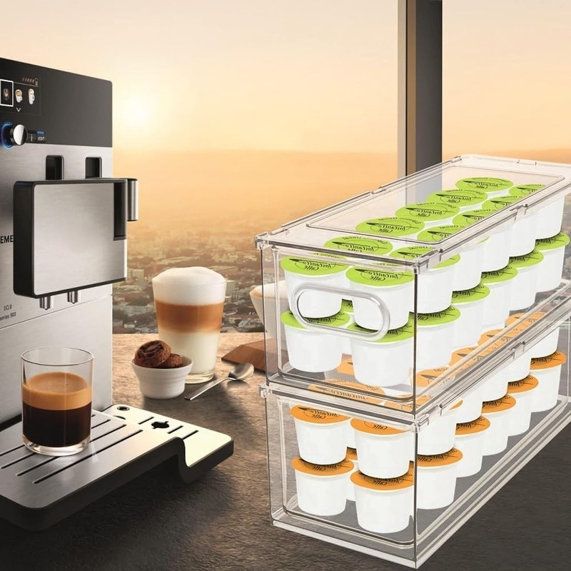 Stackable Fridge Organizer Drawers Clear Plastic Storage Pull Out Bins 4 Pack US