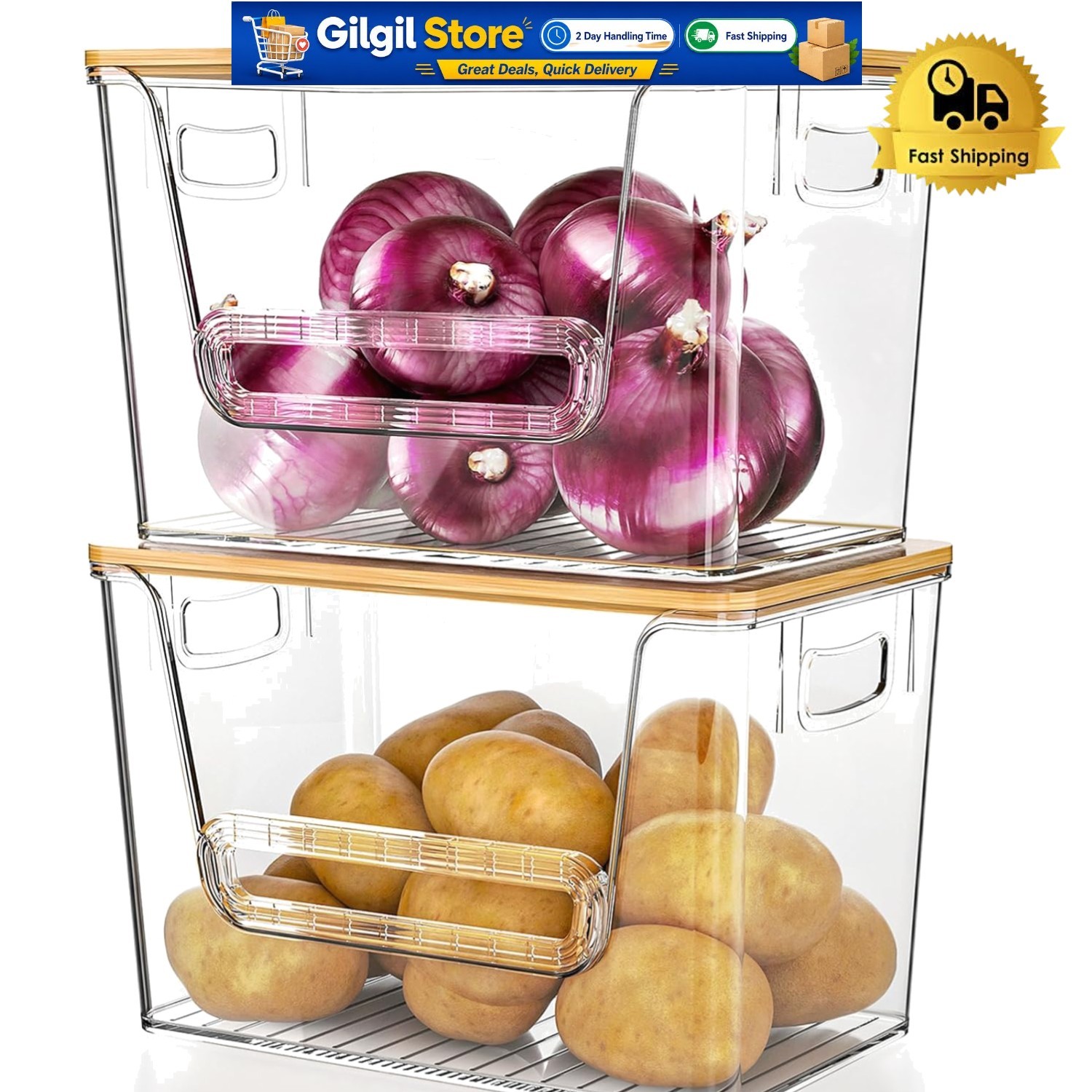 Stylish Clear Bamboo Pantry Storage Organizers for Easy Access and Durability
