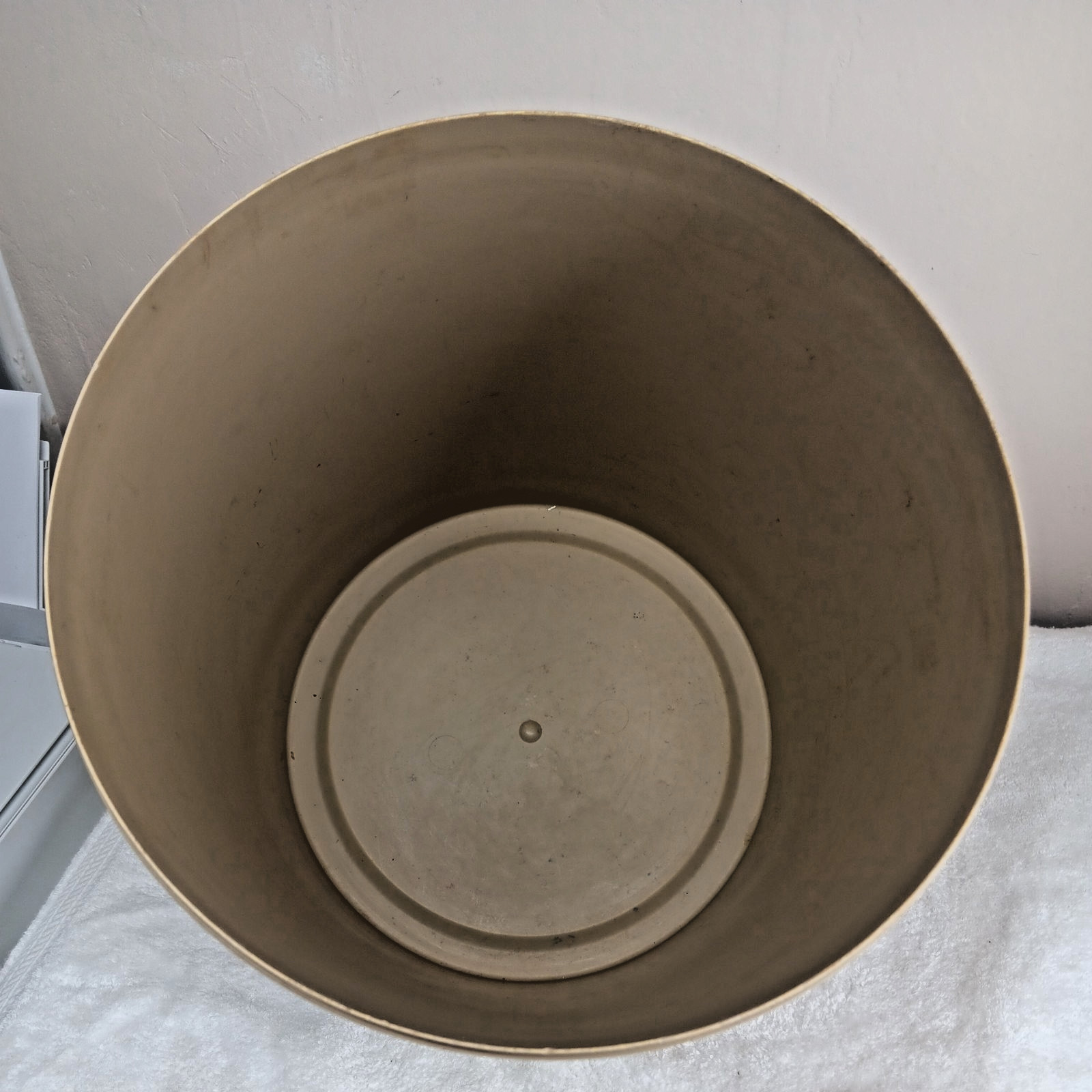 very large plastic “little brown jug”storage container American emblem on front