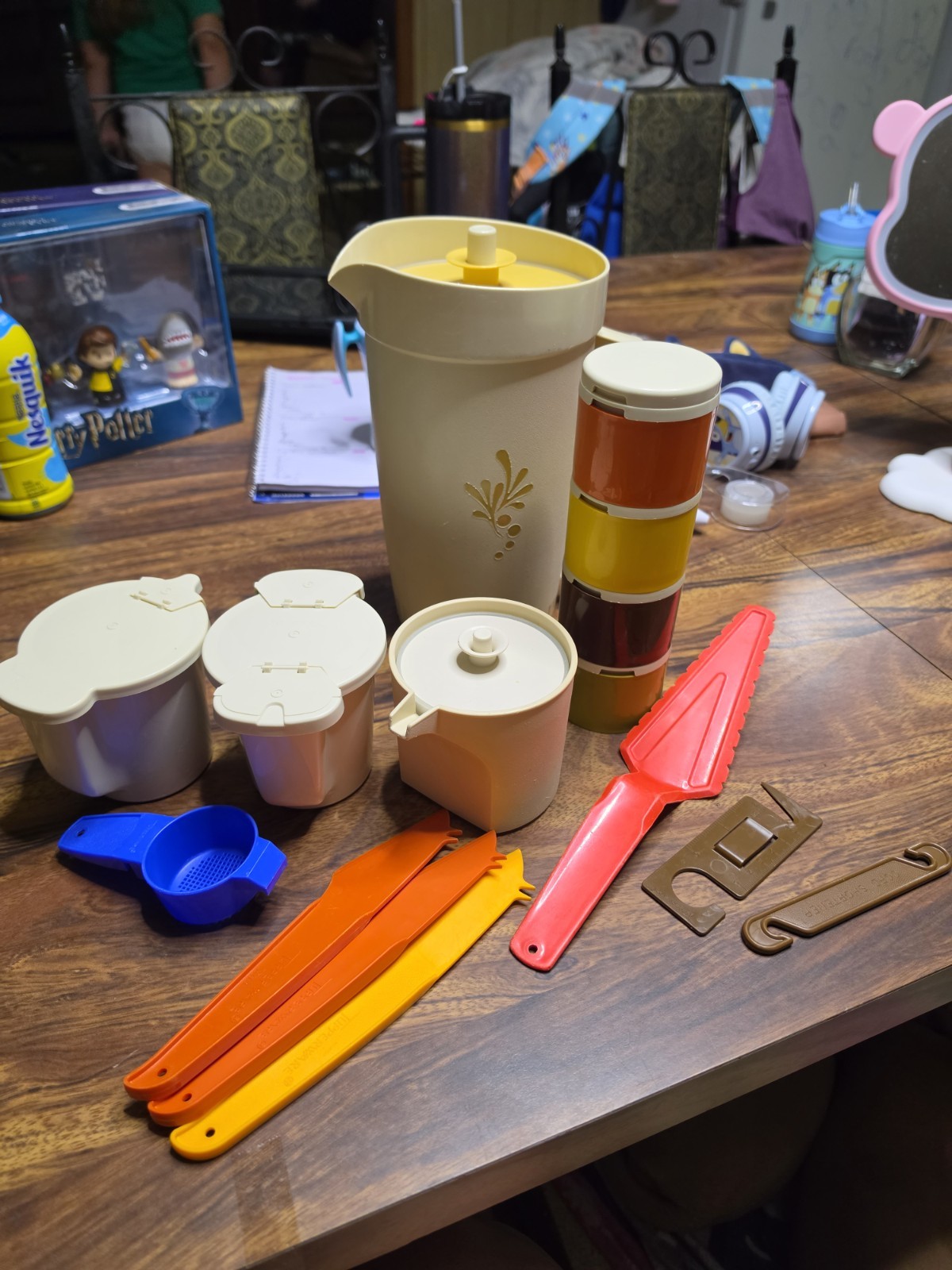 Vintage Tupperware lot Includes pitcher, spice stack, storage containers