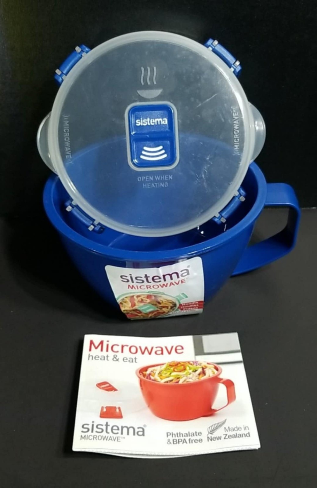 ~Sistema~ 940ml Noodle Bowl Colour ~ BPA Free, Microwave Safe, Reusable ~Blue~