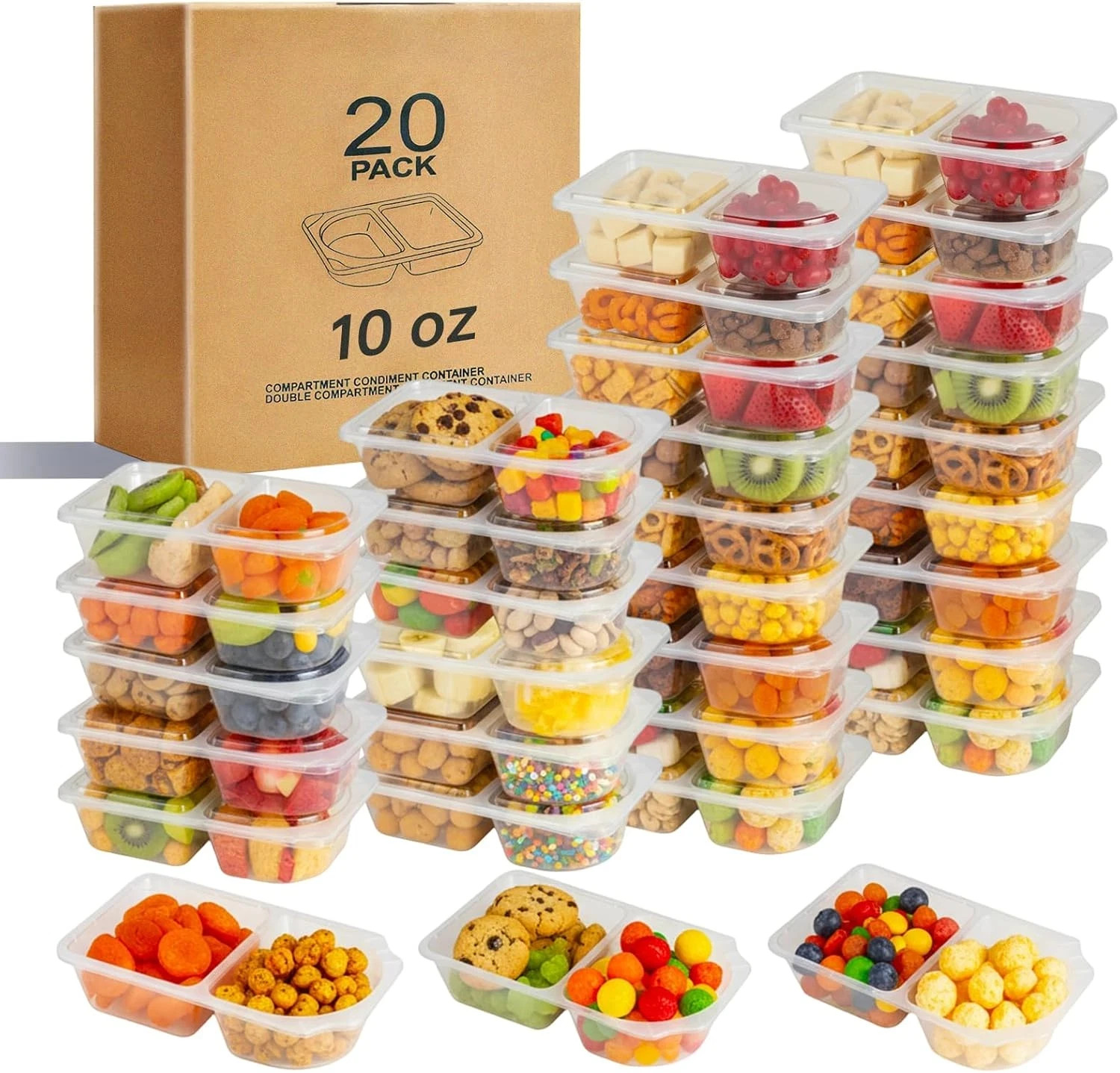 Reusable Snack Containers with Lids 20 Pack Food Storage Snack Pack BPA Free.