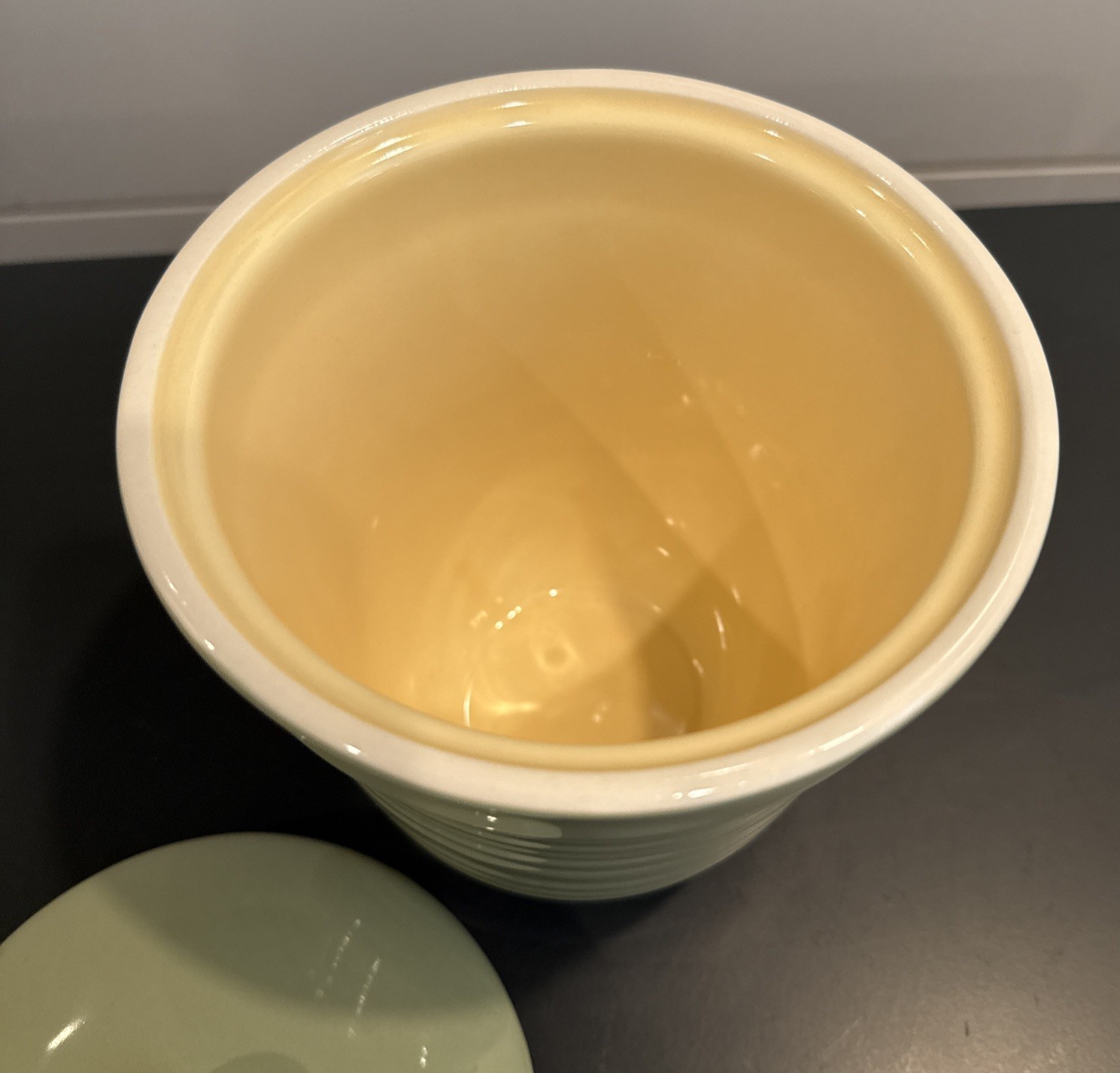 Fresh Territory Ceramic Canister Food Container Crock Sage Green 6.75” Tall