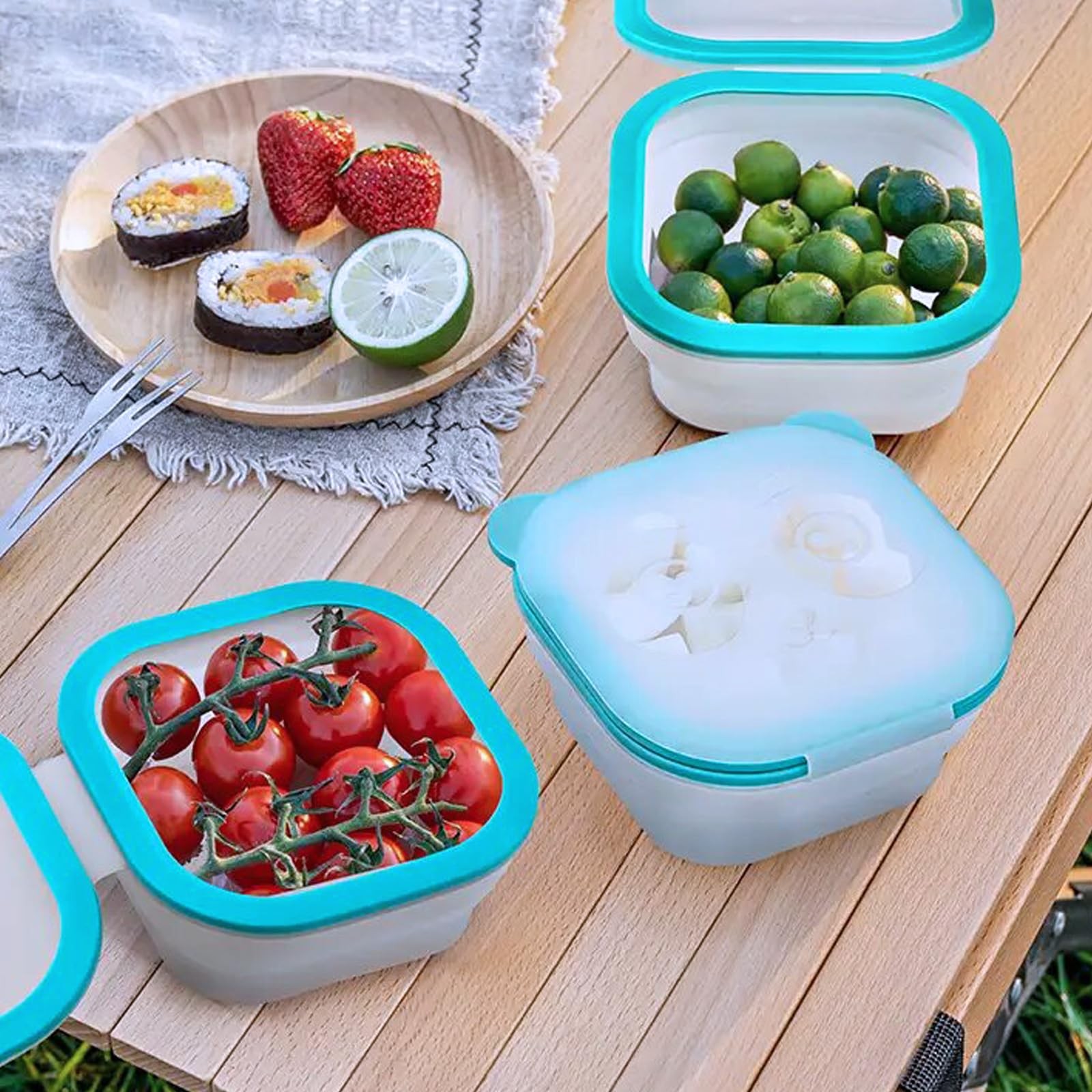 Magnetic Food Container with Lid Foldable Food Storage Silicone Airtight Stor…