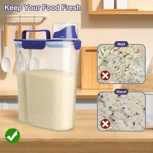 Komzon Rice Container, Airtight Rice Storage Container 10lb, Cereal Container…