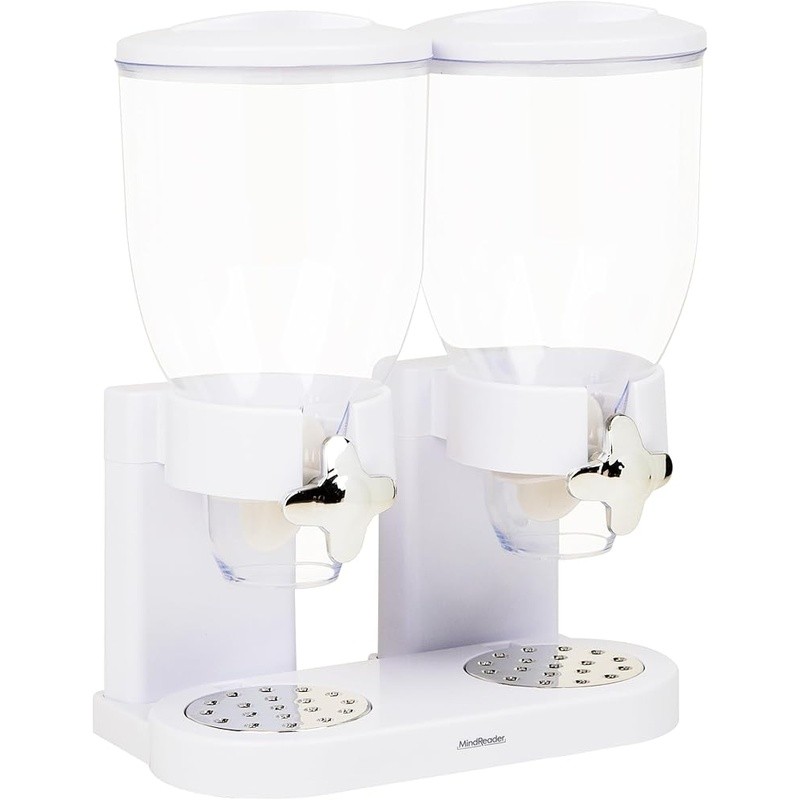 Airtight Dual Cereal Dispensers 3.5L Portion Control Twist Valve Crumb Tray New