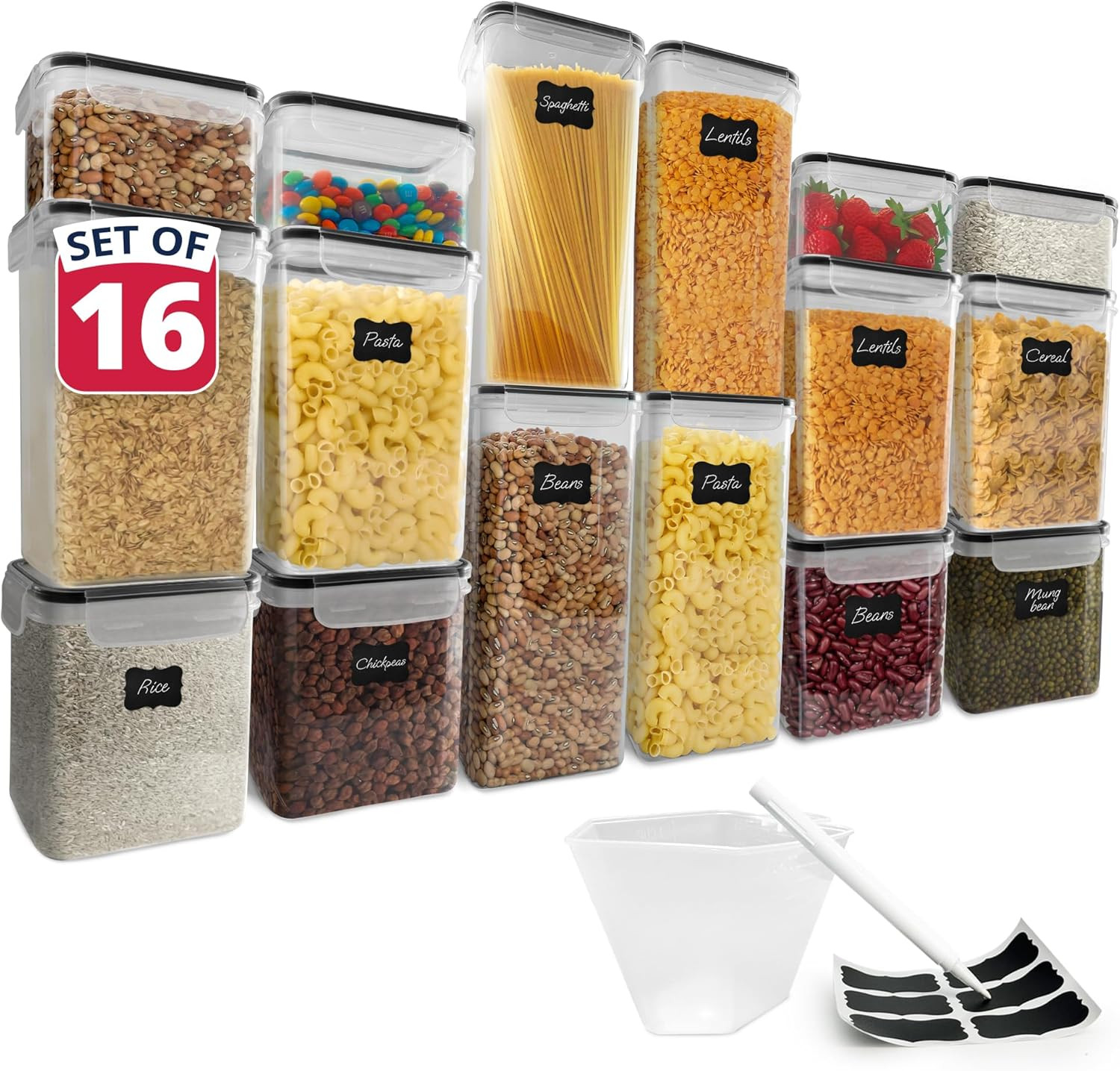 Airtight Food Storage Containers with Lids (16 Sets) | Kitchen Organizers and St