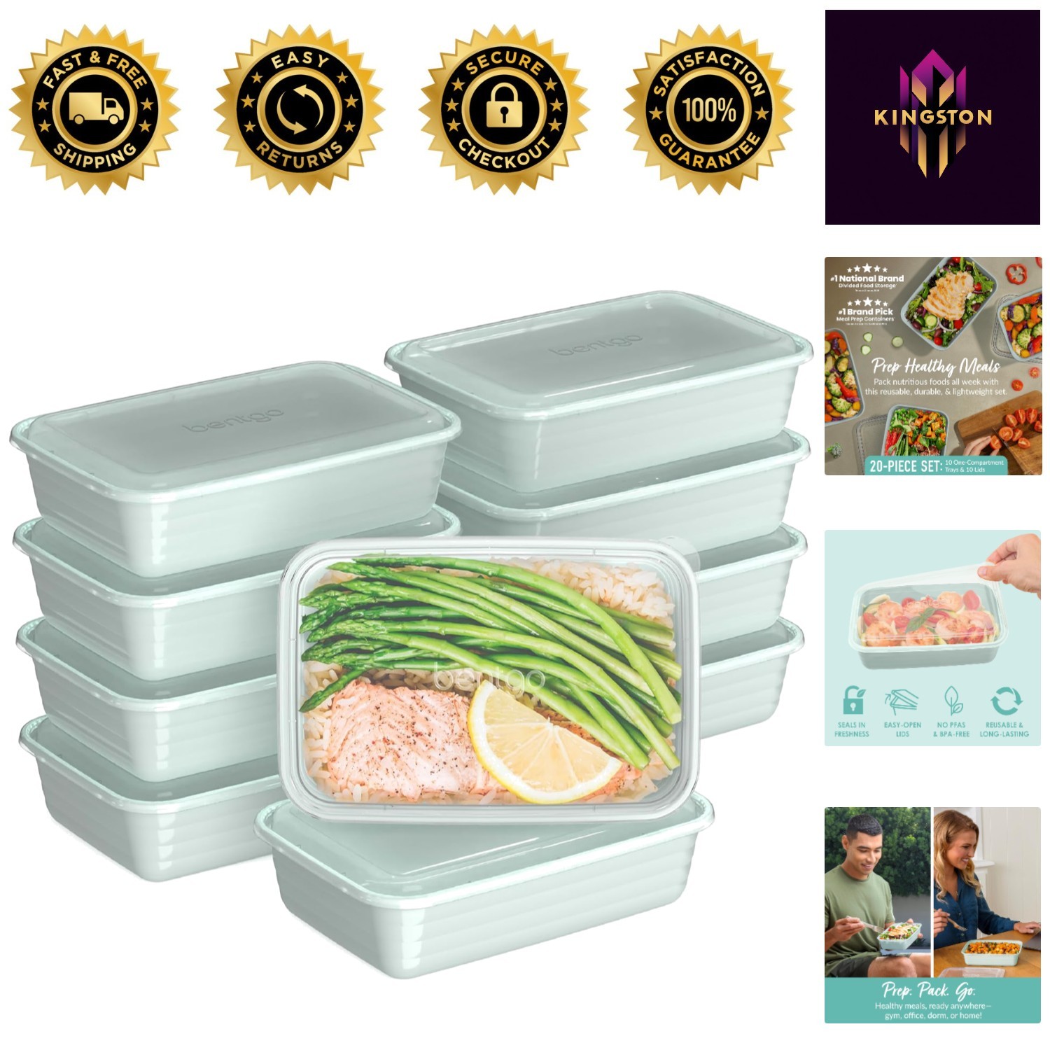 Stackable 20-Piece Meal Prep Containers – BPA & PFAS Free Fresh Food Storage