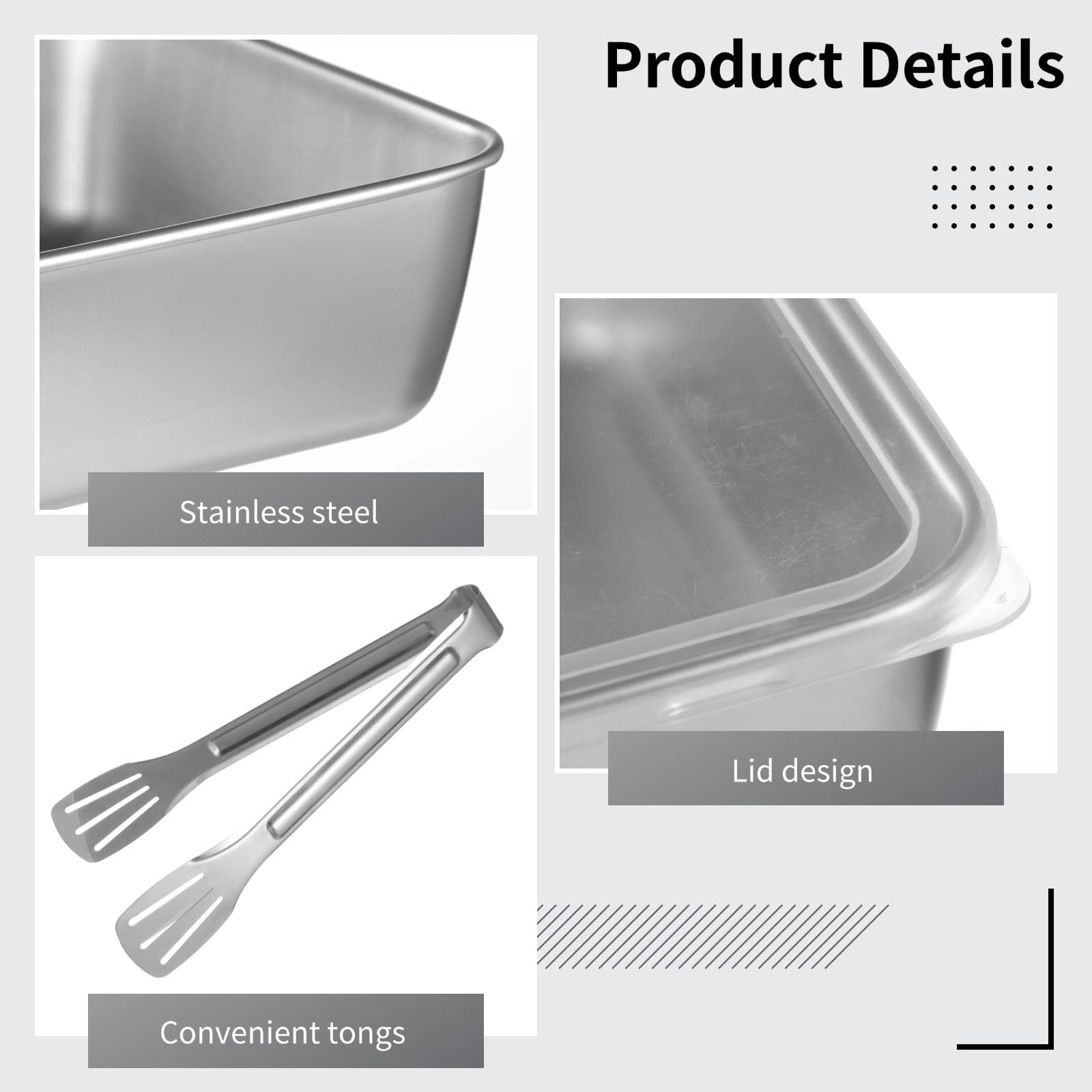 Breading Trays Set of 3, 10 x 8 x 2 Inches Large Stainless Steel Breading Pan…