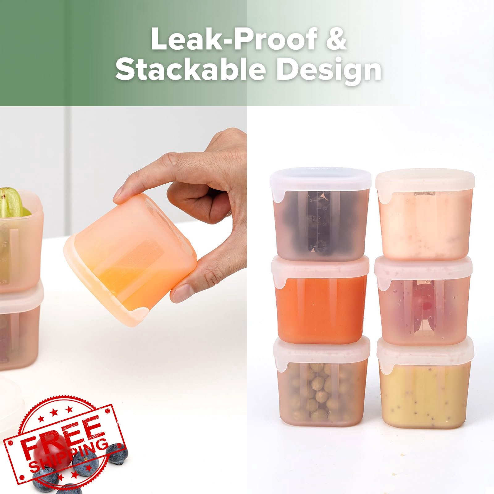 haakaa Mini Meal Containers Blush 3oz 6 Pack