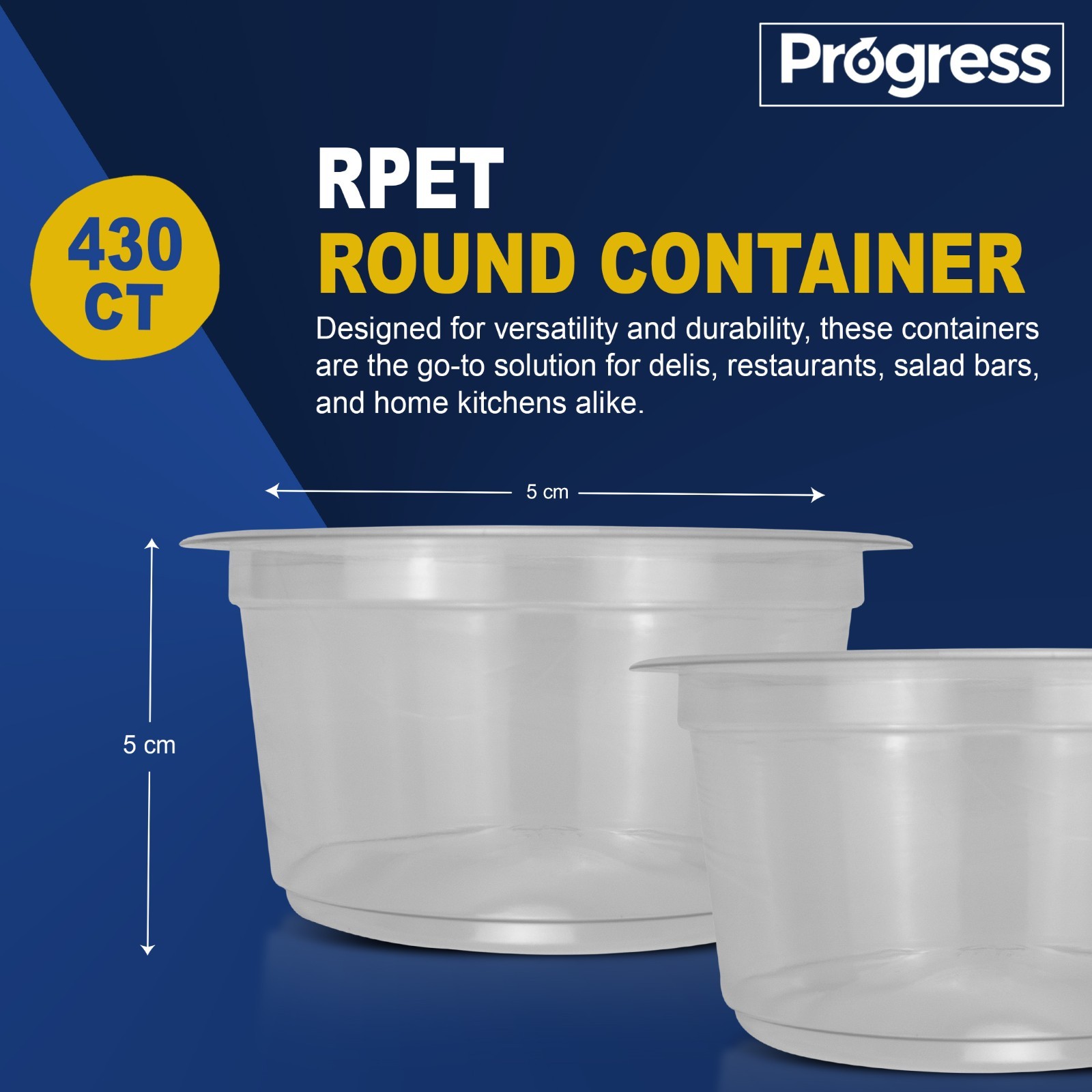 Progress 12oz RPET Round Container Clear, 430 CT