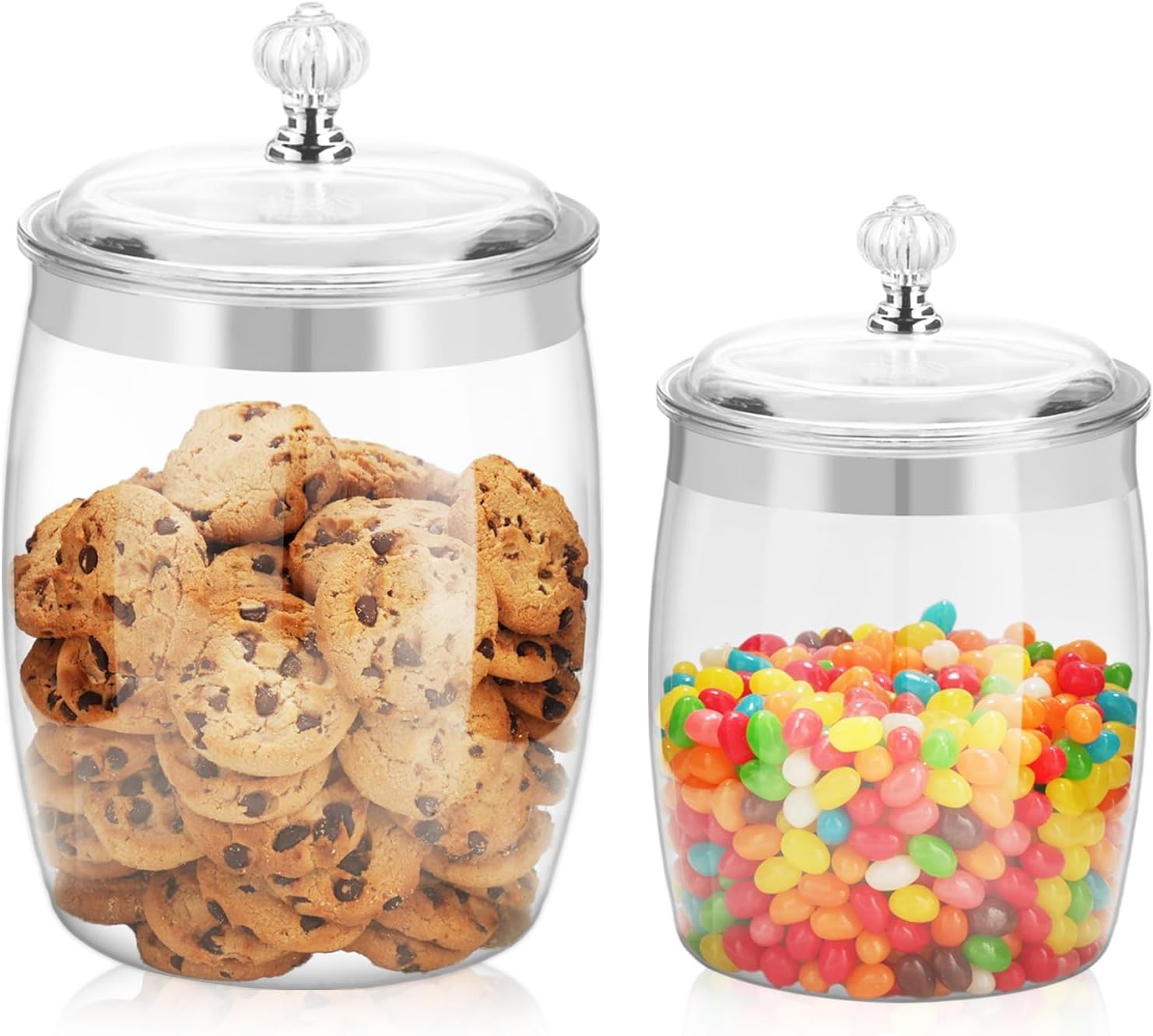 2 Pcs Candy Cookie Jar with Lids – 128 Oz & 74 Oz Plastic Clear Airtight