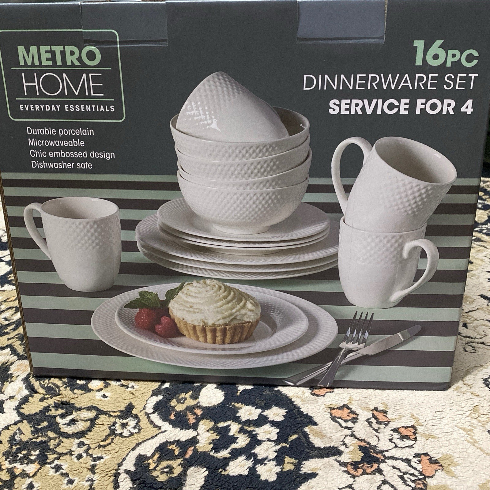 Metro Home Dishware Set of 16 Dishwasher Safe BPA Free Microwave Safe