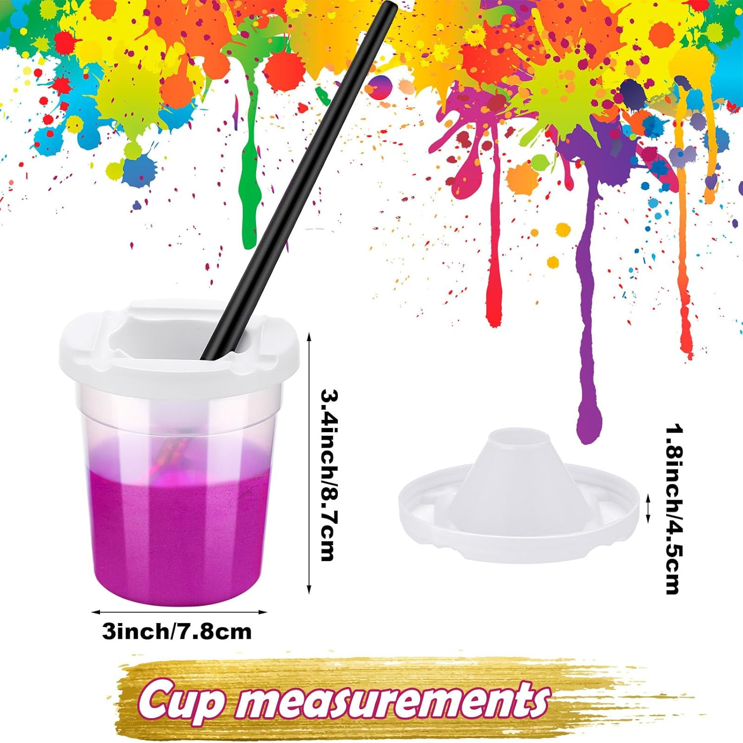 12 Packs No Spill Paint Cups with Lids for Kids Reusable Spill Proof Paint Cups
