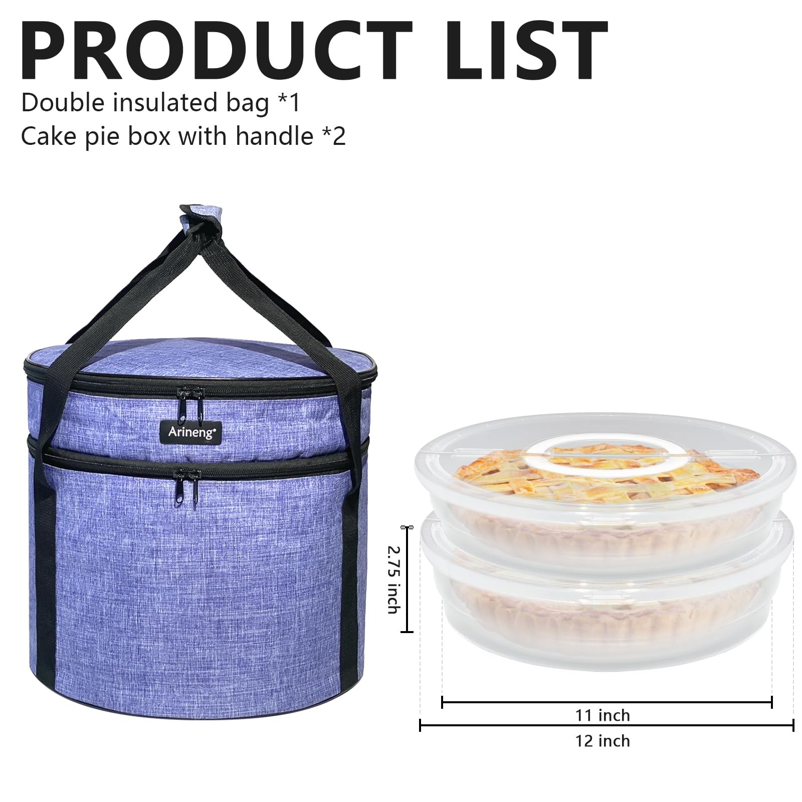 Plastic Pie Carrier Pack of 2 and insulated bag，pie carrier with lid and hand…
