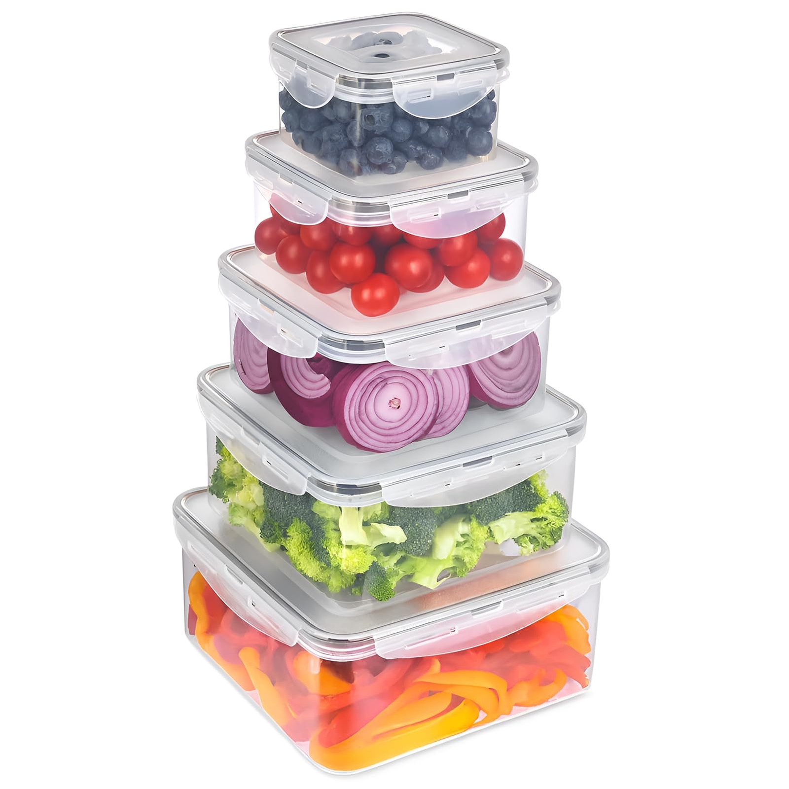 5 Pack Large Food Storage Containers with Leak-Proof Lids, Stackable Kitchen …