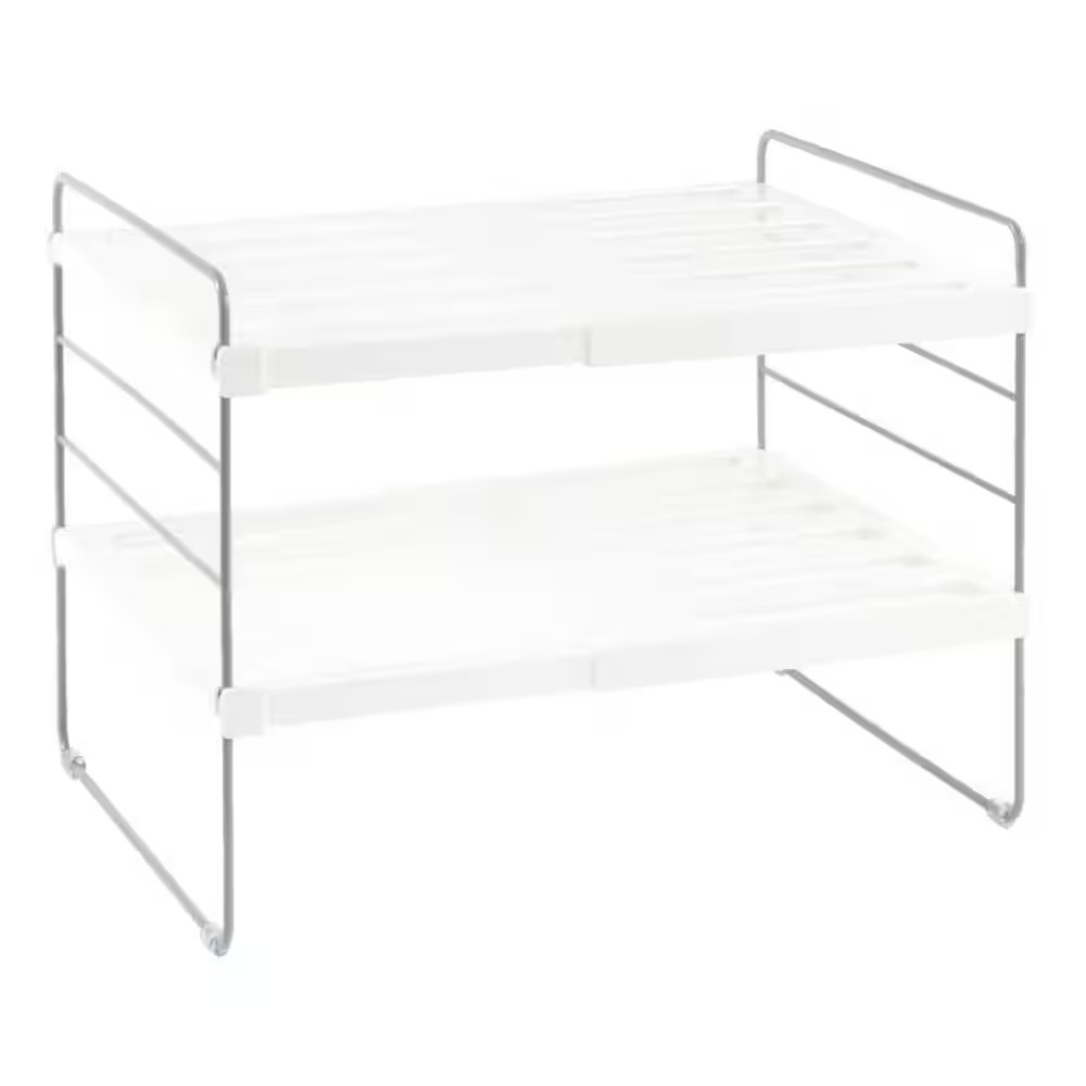 3-Shelf Silver Expandable Height Adjustable Foil and Plastic Wrap Organizer Stor