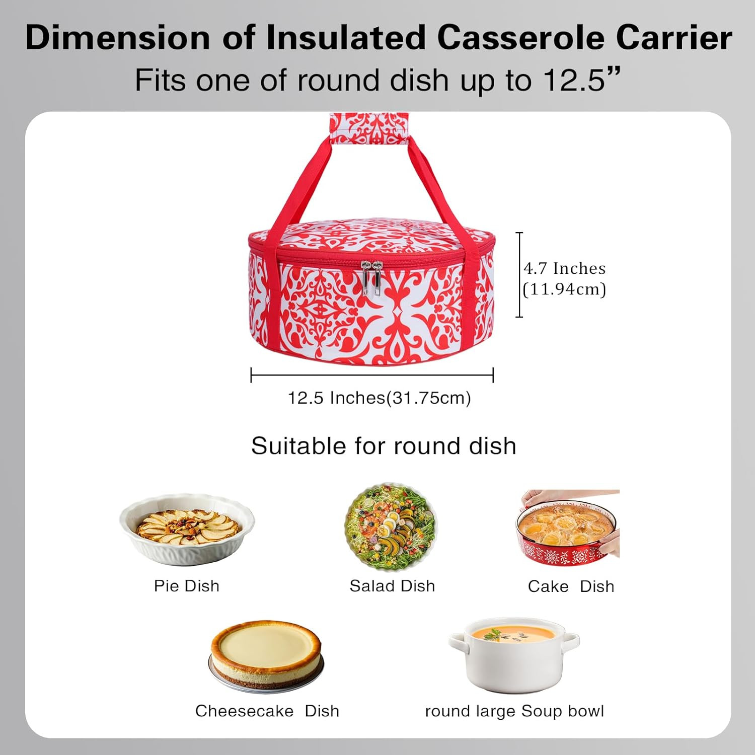 Round Insulated Pie Carrier – Thermal Portable Lunch Transport Cheesecake Cake D