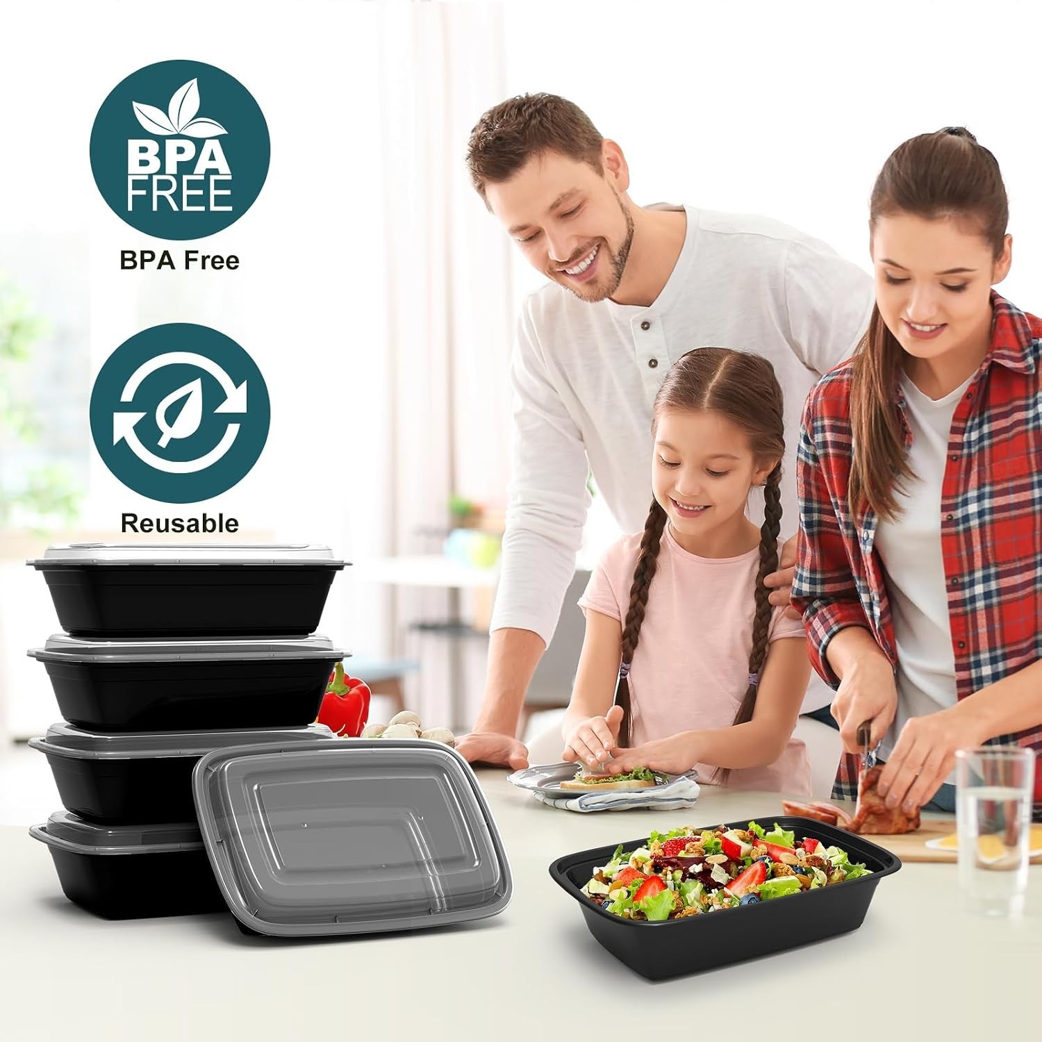 Durable 38oz Meal Prep Containers – 50 Pack Freezer/Microwave Safe & Reusable