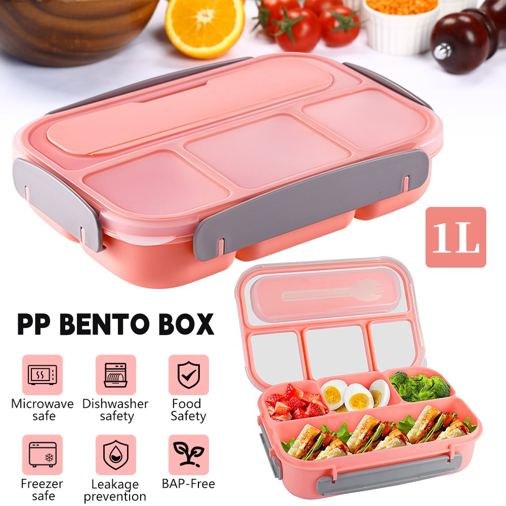 1000ml Lunch Box 4 Compartment with Airtight Lids Salad Box for Adults Kids
