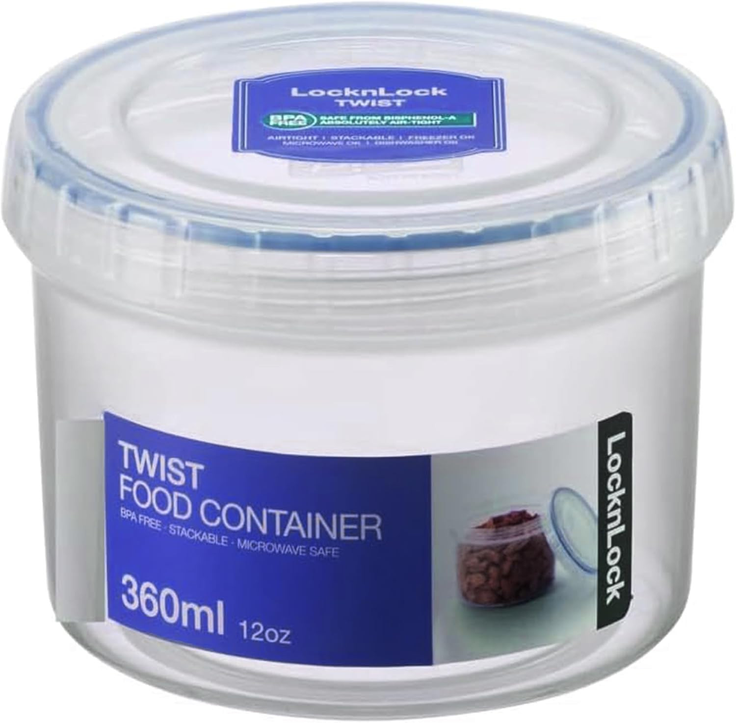 Locknlock Easy Essentials Twist Food Storage Lids/Airtight Containers, BPA Free,