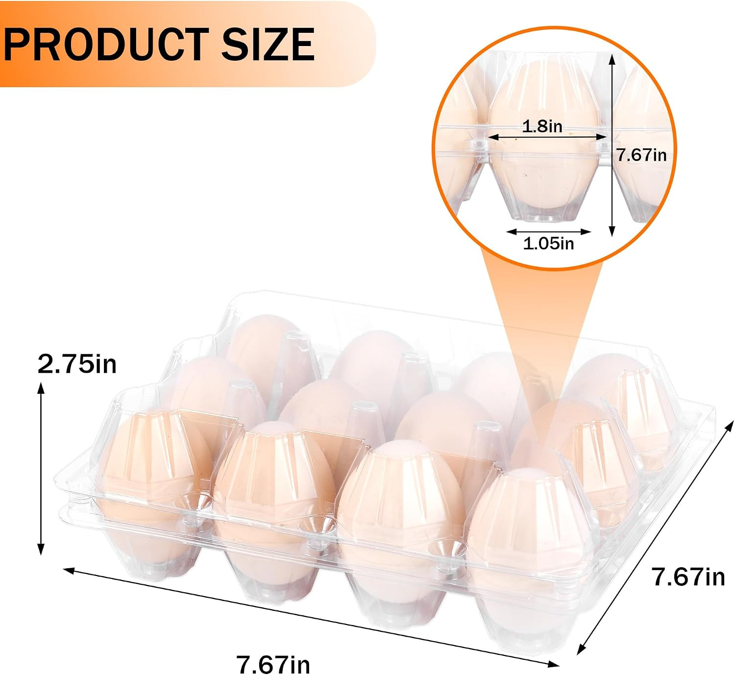 50 Pack 12 Count Plastic Egg Cartons – Bulk Cheap Clear Reusable Egg Containers