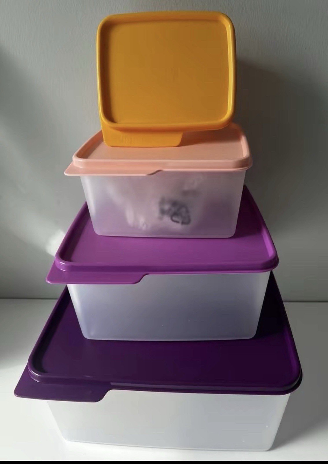 Tupperware Rectangular Plastic Storage Container Set With Snap Lids, 4-Piece, M…