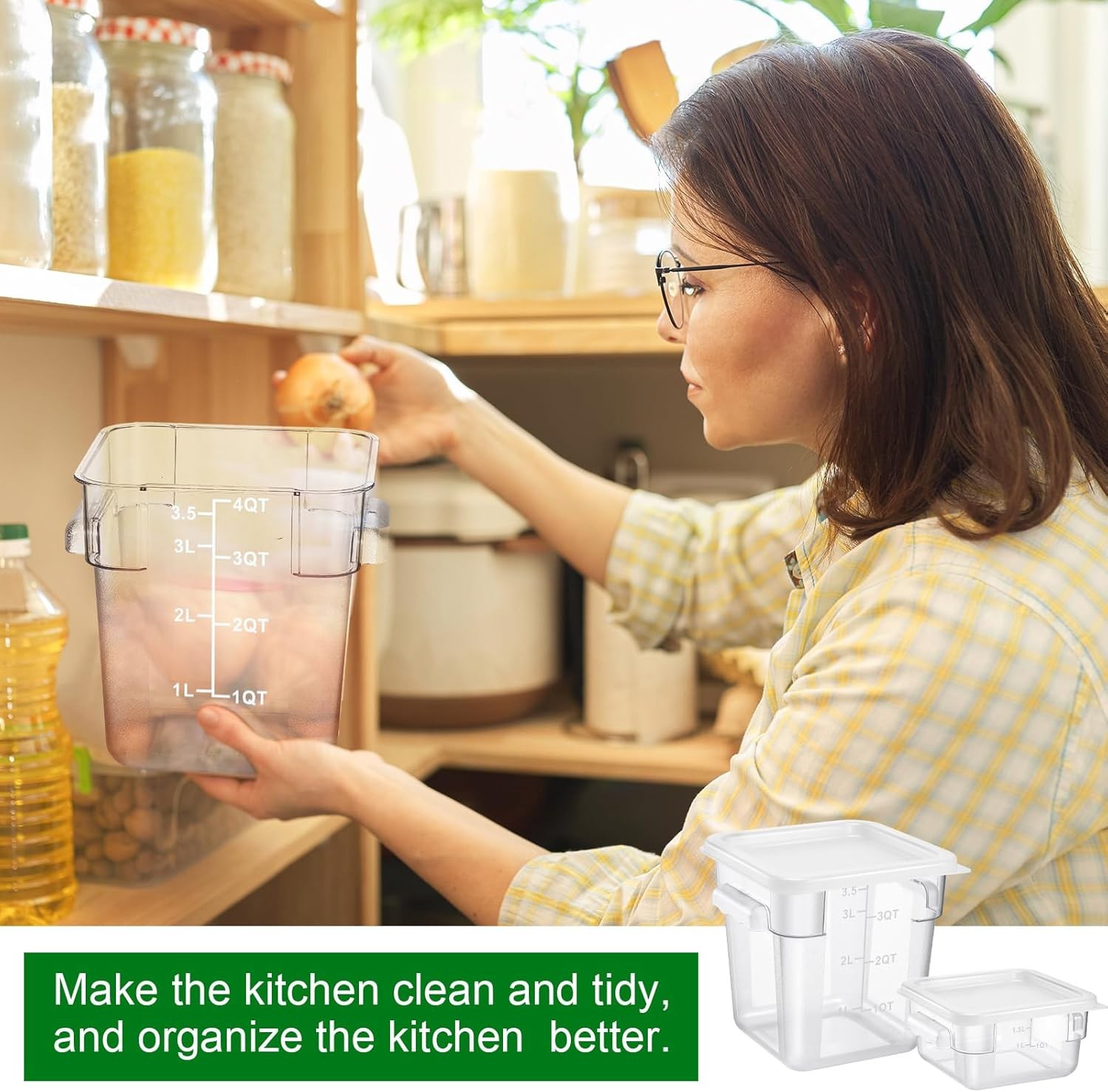 2 Pieces Square Food Storage Containers Polycarbonate Clear food Container
