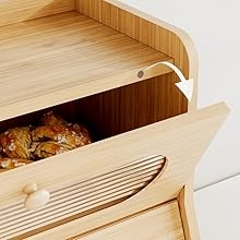 Bread Box,Extra Large 2-Tier Bamboo Bread Box for Kitchen Countertop,Bread