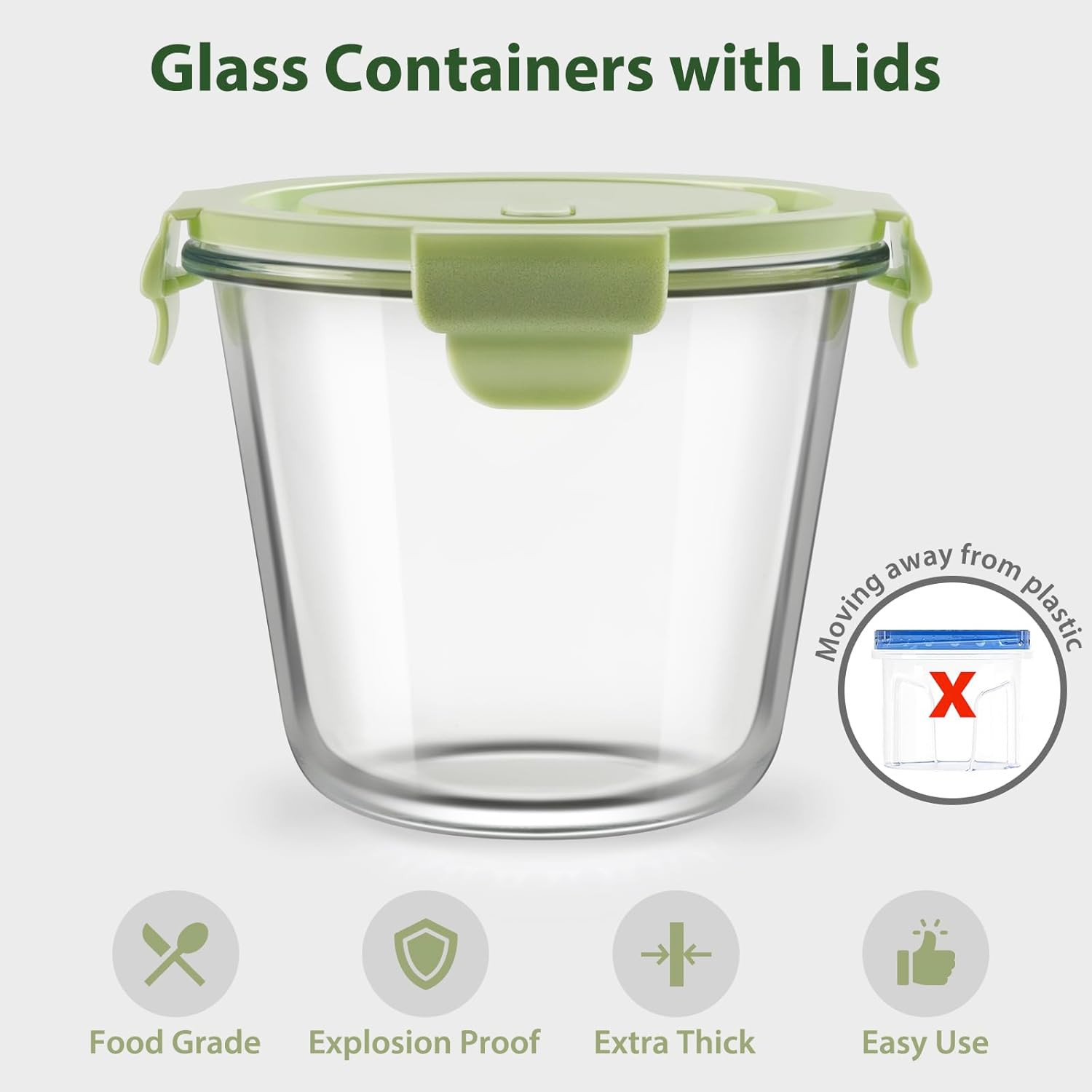 3Cup/23Oz Glass Meal Prep Containers with Vented Lids Food Storage, 4 PACK | Sou