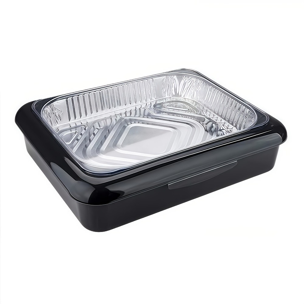 2-in-1 Stackable Foil Pan Carrier with Lid, Portable Food Storage for Picnic