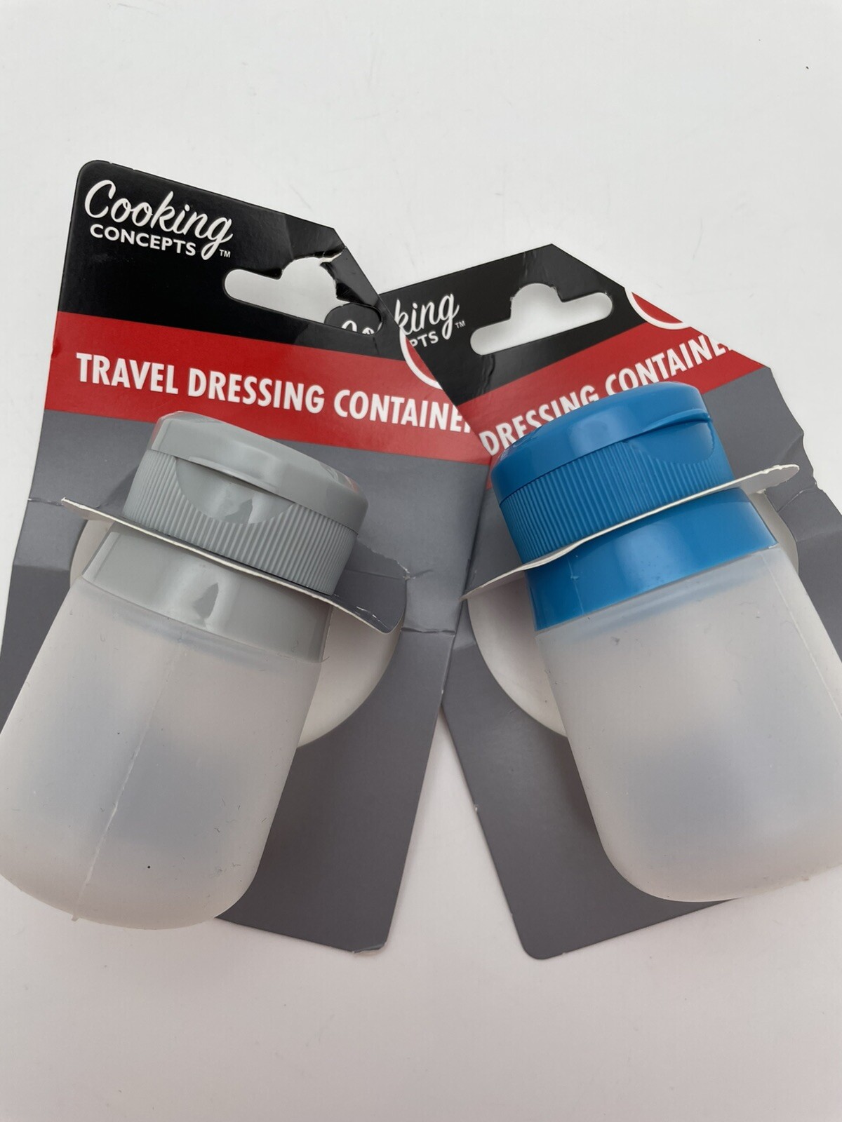 Travel Silicone Salad Dressing Container VITAMINS Squeezeable Ketchup Blue Gray