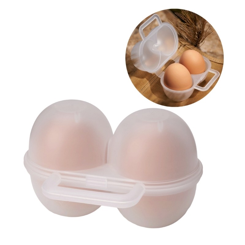 Travel Portable Eggs Storage Case for Camping Shockproof 2 Slots Eggs Carriers