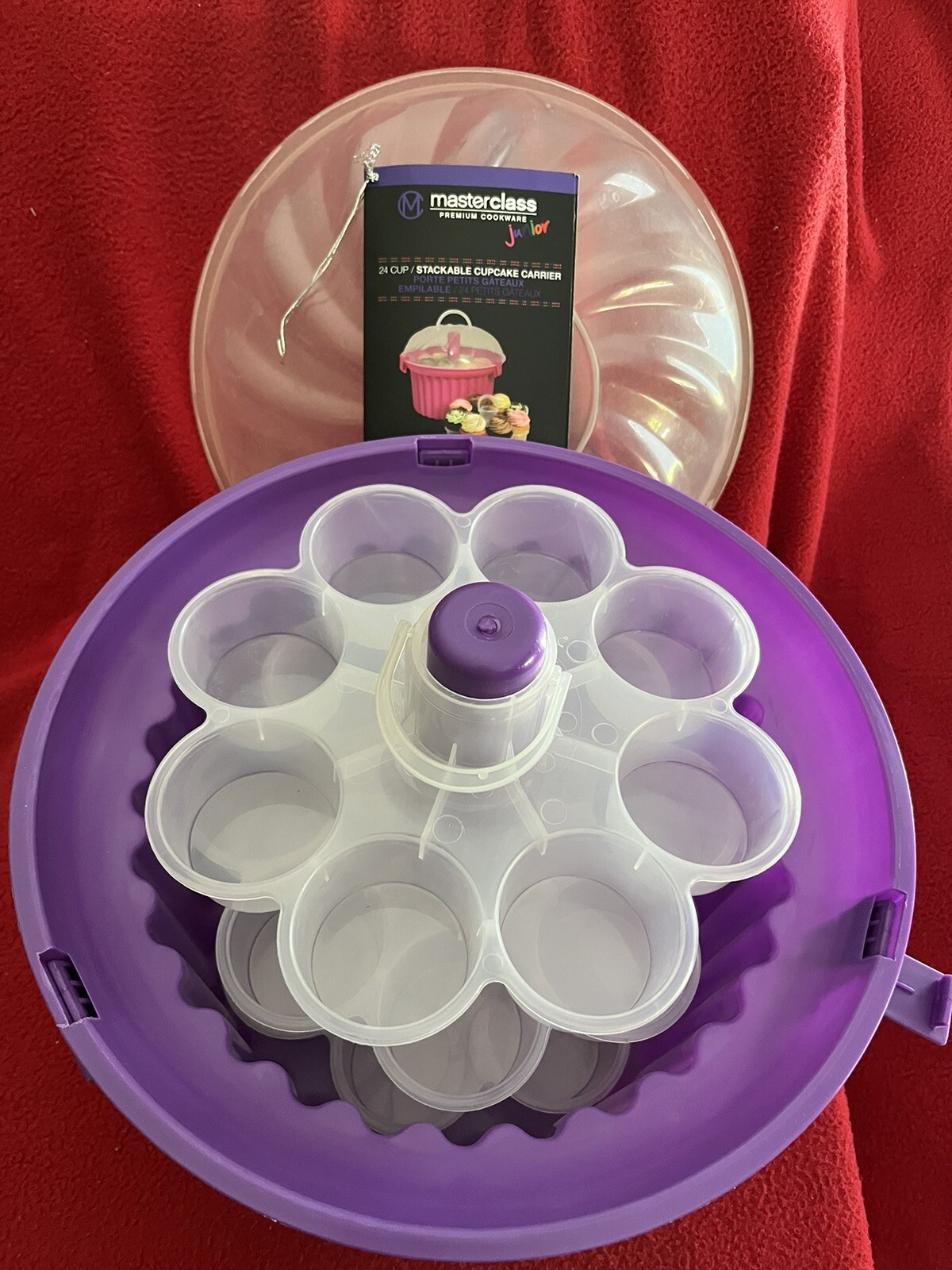 MASTERCLASS Premium Cookware Junior 24 Stackable Cupcake Carrier Purple / Clear
