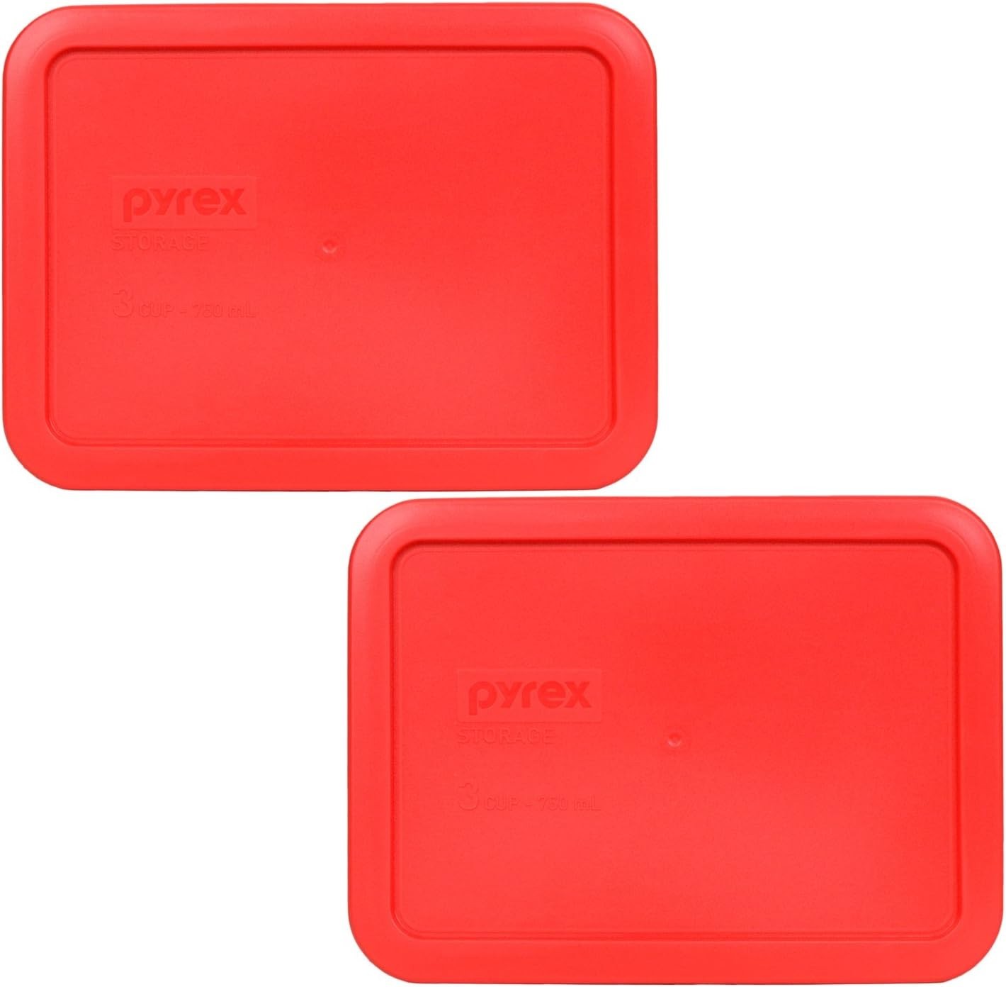 Pyrex 3 Cup 750mL Rectangle Replacement Lid Red 7210-PC (2 Pack) *MILDLY WARPED