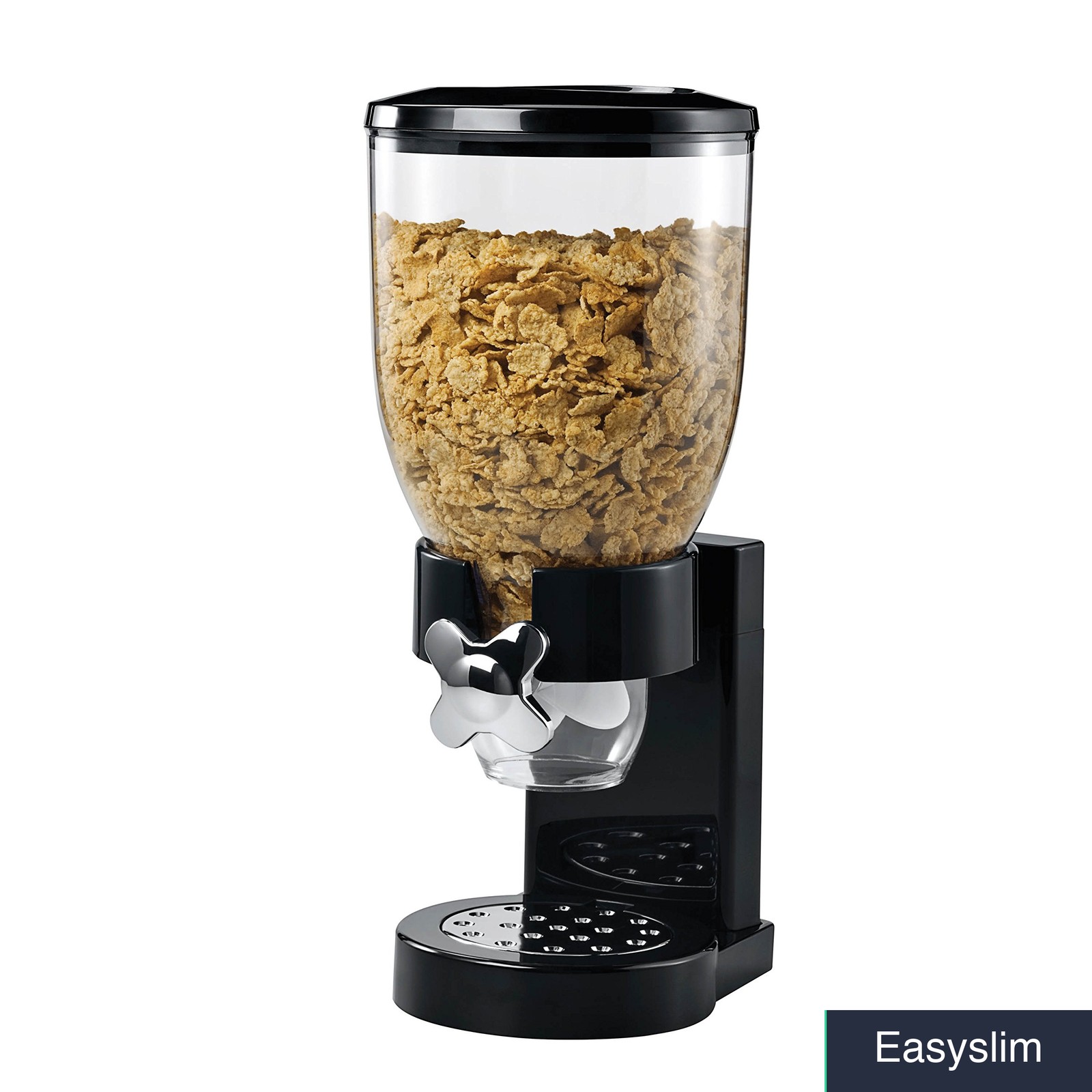 Dry Food Dispenser, Single Control, 17.5 oz Capacity, Portion Control, Black