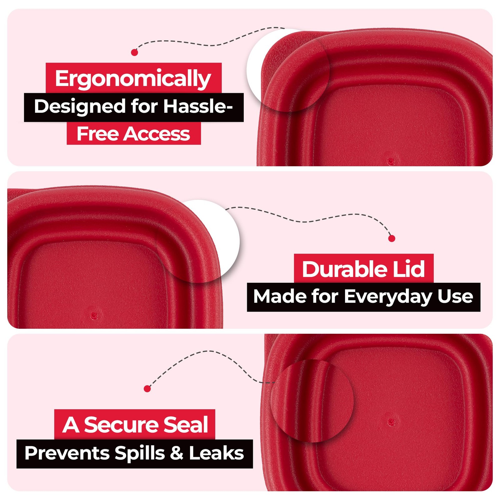 Replacement Lids for Rubbermaid 1/2-Cup, 1.25-Cup, 2-Cup, 3/5/7 Cup, Bundle 1