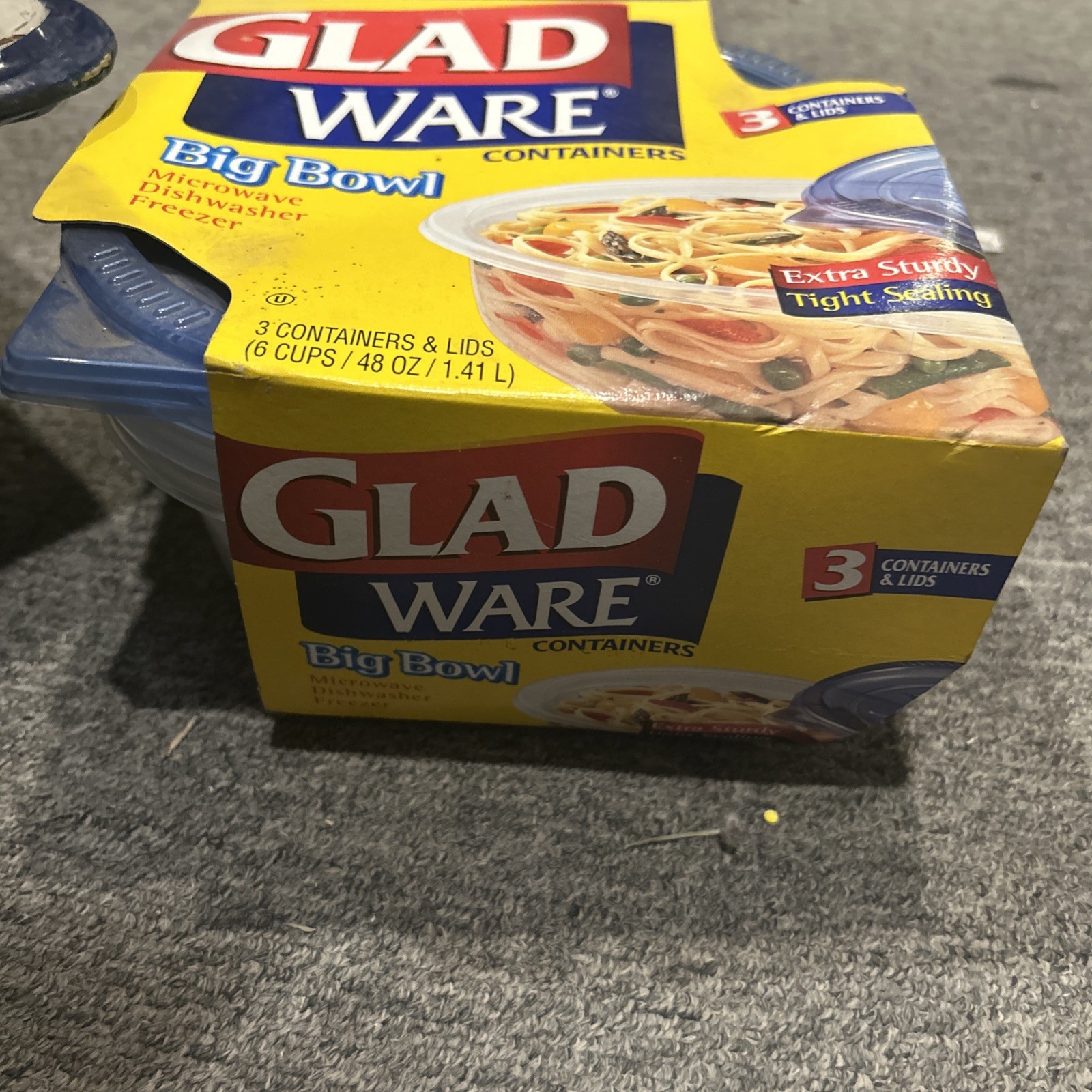 Glad Big Bowl Food Storage Containers 48 oz 3 Count BPA Free Microwave Safe