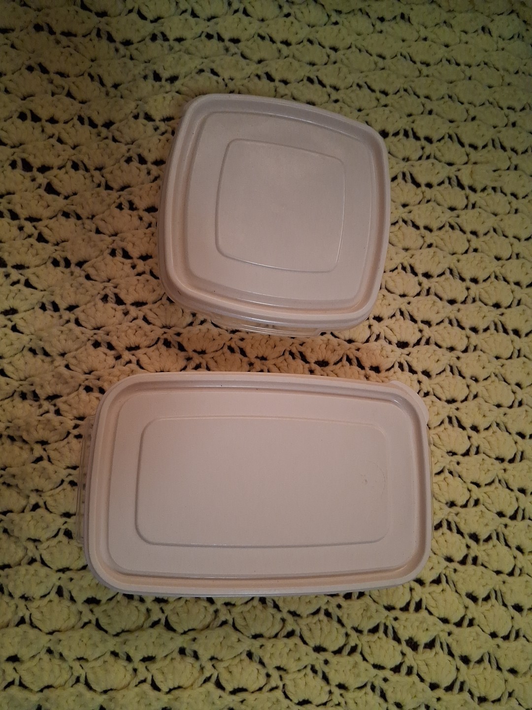 Lot of 2 Rubbermaid Containers Servin Saver 24 oz 710 Ml and 2 Cups Almond Lids