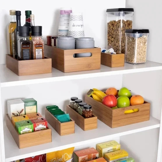 Seville Classics 9-Piece Bamboo Drawer Organizer Starter Set
