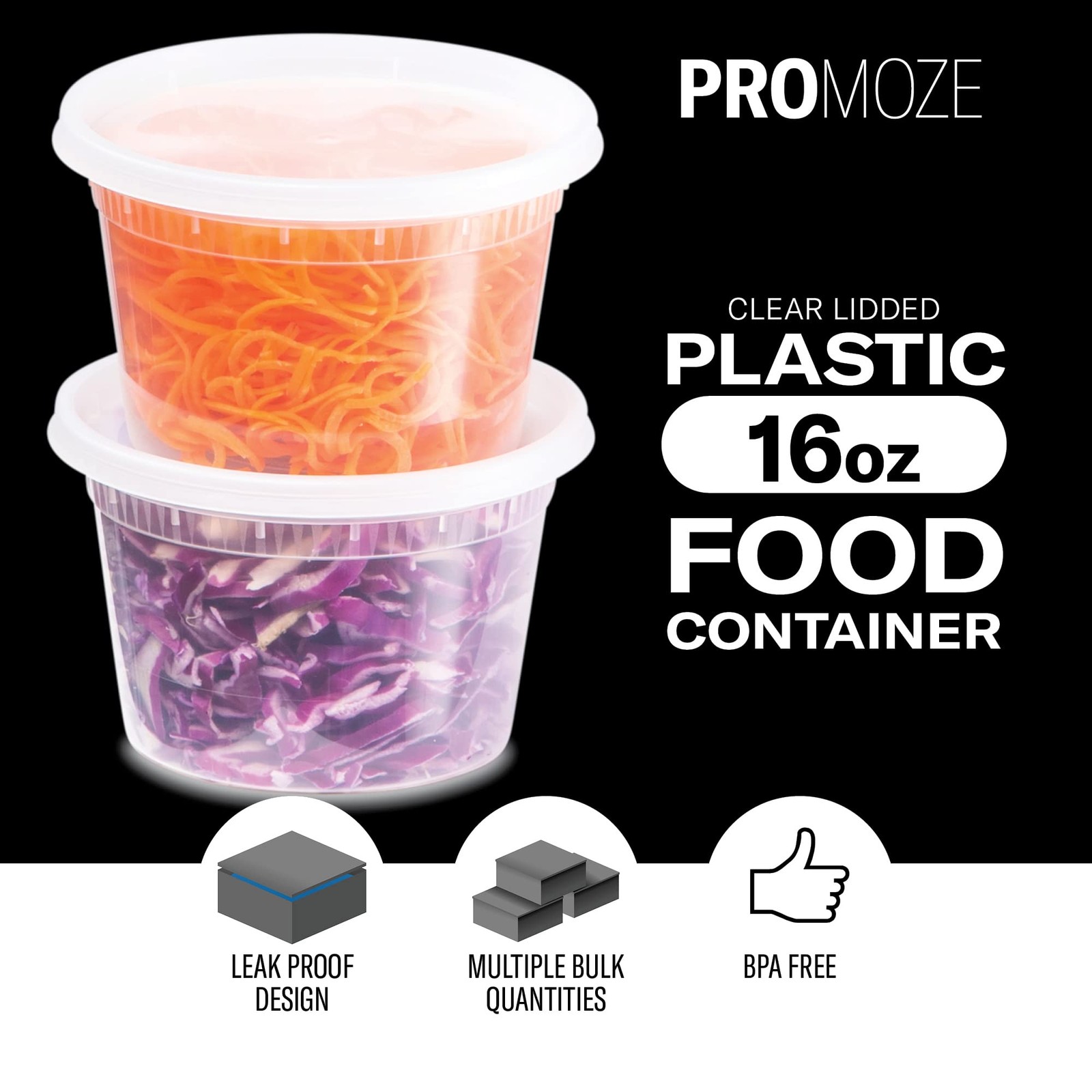 Plastic Deli Food Storage Containers With Leak-Proof Lids 48 Pack, 16 Oz | Mi…