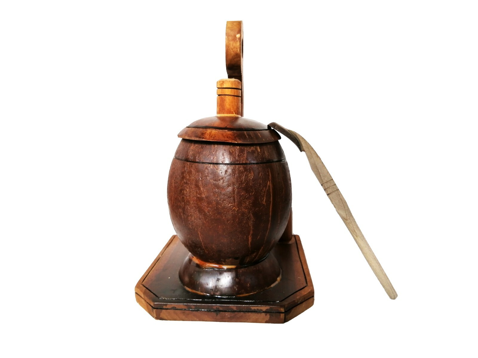 Coconut Shell SALT CONTAINER & Coconut Shell Spoon Organic Handmade Natural