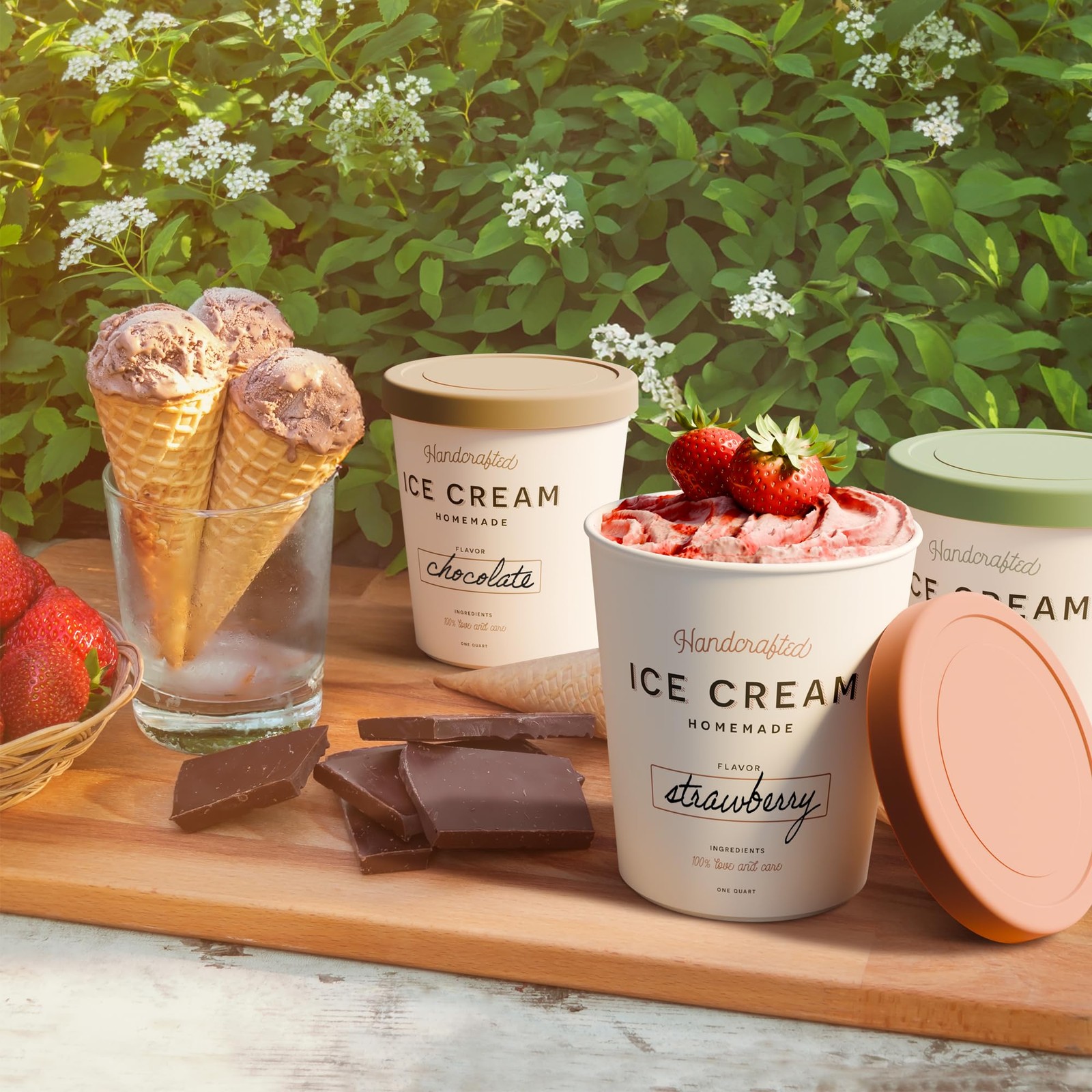 ZICOTO Set of 3 Reusable Ice Cream Containers 1 Quarts ea. – Perfect for Homemad