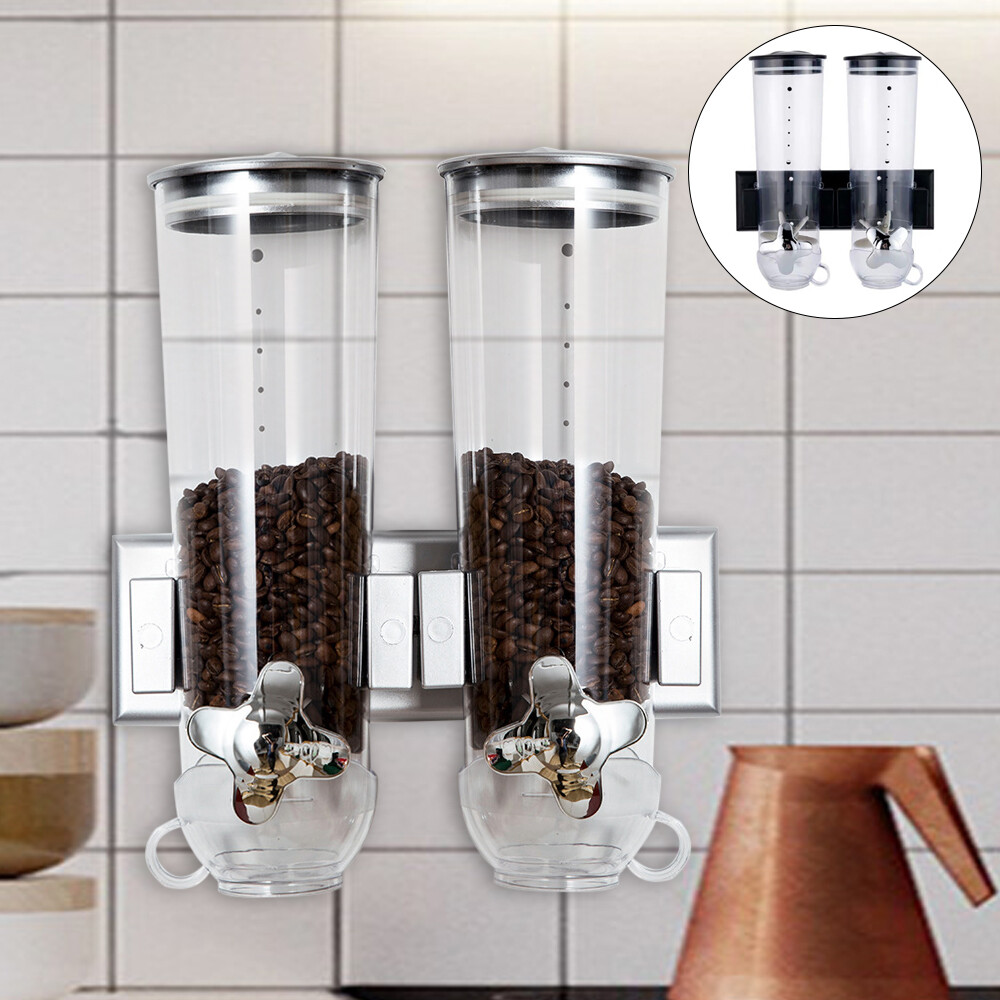 Dry Food Dispenser, Wall Mount Dual Control Food Storage Coffee Bean Dispenser